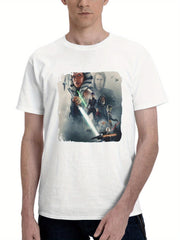 Ahsoka Star Wars 1v 180G 100% Cotton Printed Round Neck Short-Sleeve T-Shirt, Gifts for Men Dad Husband Grandpa, S-XXXL, White