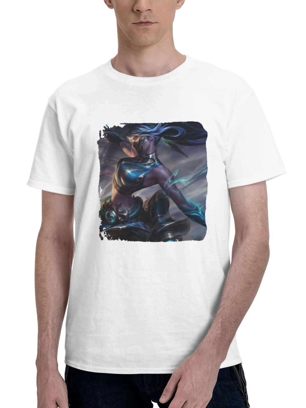 Akali Fantasy League Of Legends 180G 100% Cotton Printed Round Neck Short-Sleeve T-Shirt, Gifts for Men Dad Husband Grandpa, S-XXXL, White