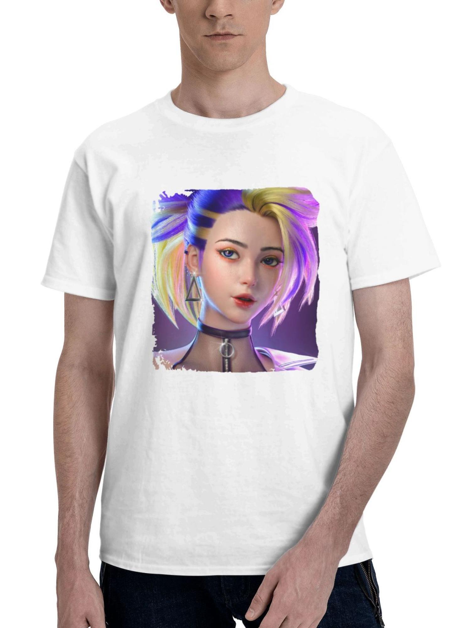 Akali League Of Legends Game 180G 100% Cotton Printed Round Neck Short-Sleeve T-Shirt, Gifts for Men Dad Husband Grandpa, S-XXXL, White