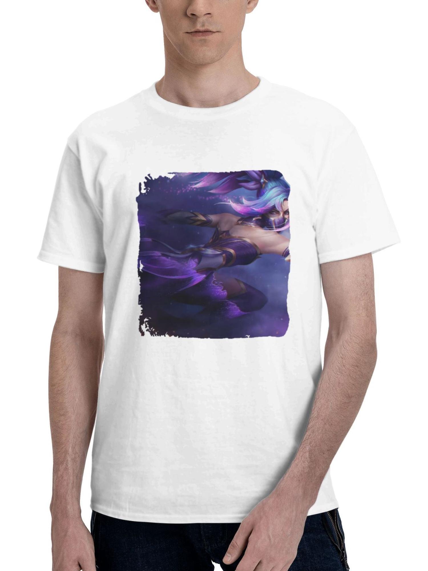 Akali League Of Legends 180G 100% Cotton Printed Round Neck Short-Sleeve T-Shirt, Gifts for Men Dad Husband Grandpa, S-XXXL, White