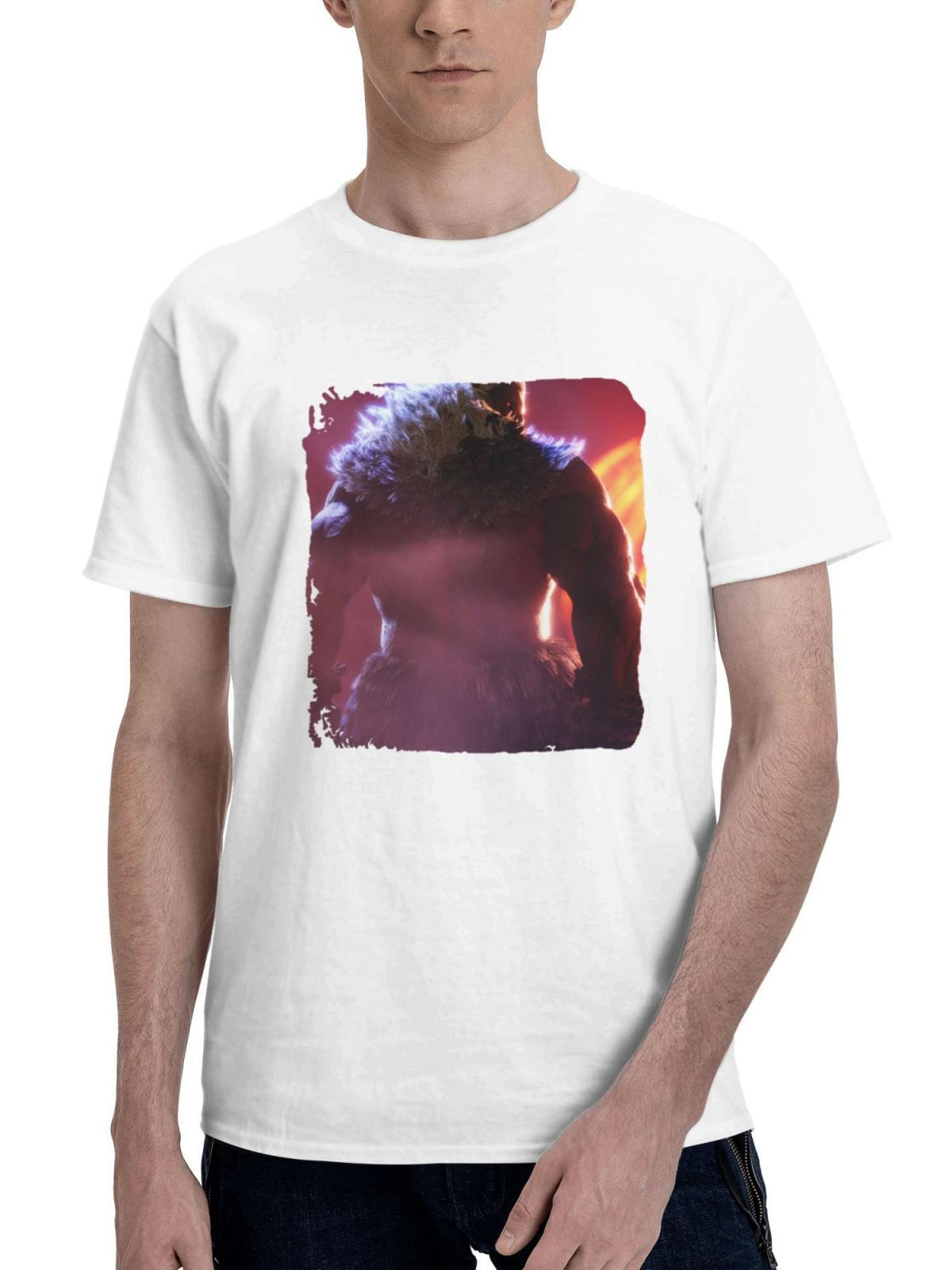 Akuma 180G 100% Cotton Printed Round Neck Short-Sleeve T-Shirt, Gifts for Men Dad Husband Grandpa, S-XXXL, White