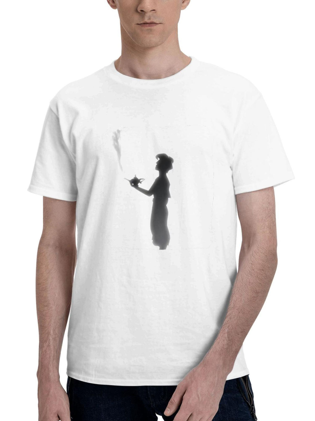 Aladdin 180G 100% Cotton Printed Round Neck Short-Sleeve T-Shirt, Gifts for Men Dad Husband Grandpa, S-XXXL, White