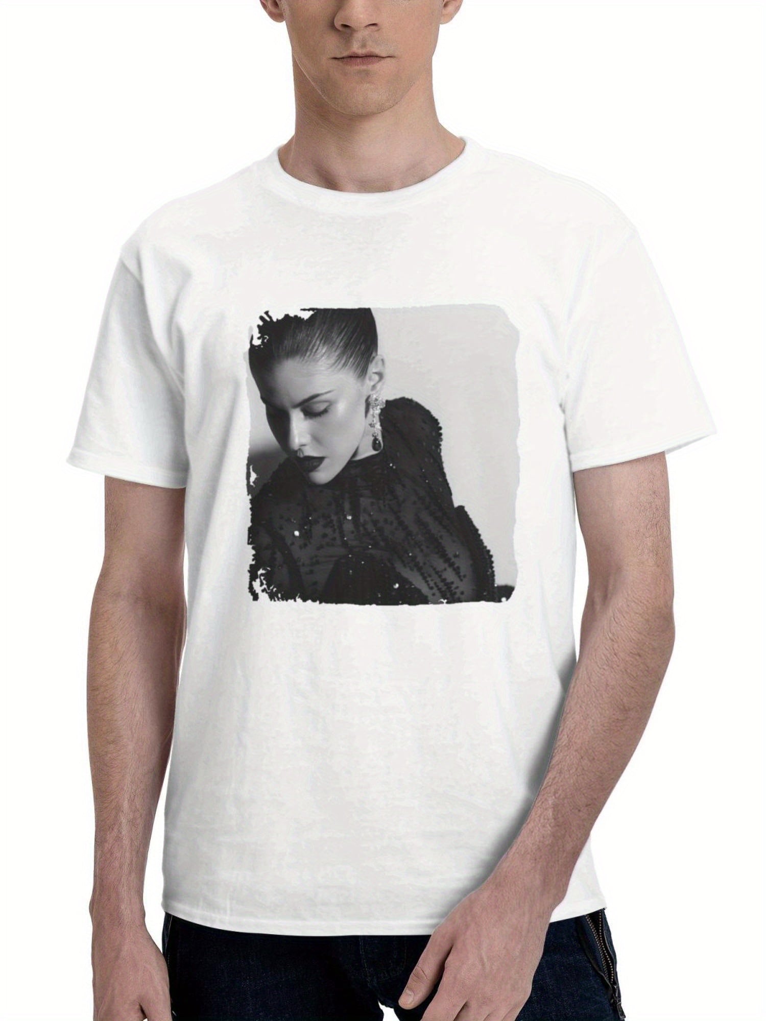 Alexandra Daddario Elias Tahan Oscars Photoshoot Hs 180G 100% Cotton Printed Round Neck Short-Sleeve T-Shirt, Gifts for Men Dad Husband Grandpa, S-XXXL, White