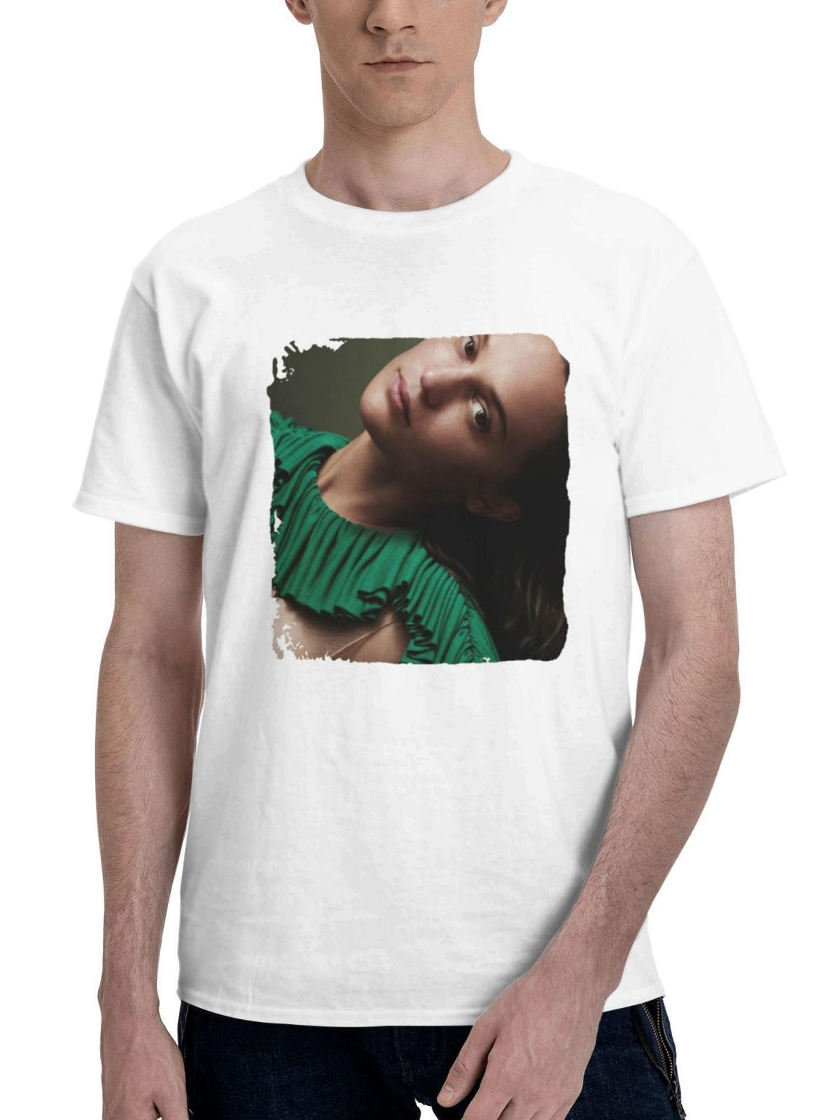 Alicia Vikander Madame Figaro 2023 180G 100% Cotton Printed Round Neck Short-Sleeve T-Shirt, Gifts for Men Dad Husband Grandpa, S-XXXL, White