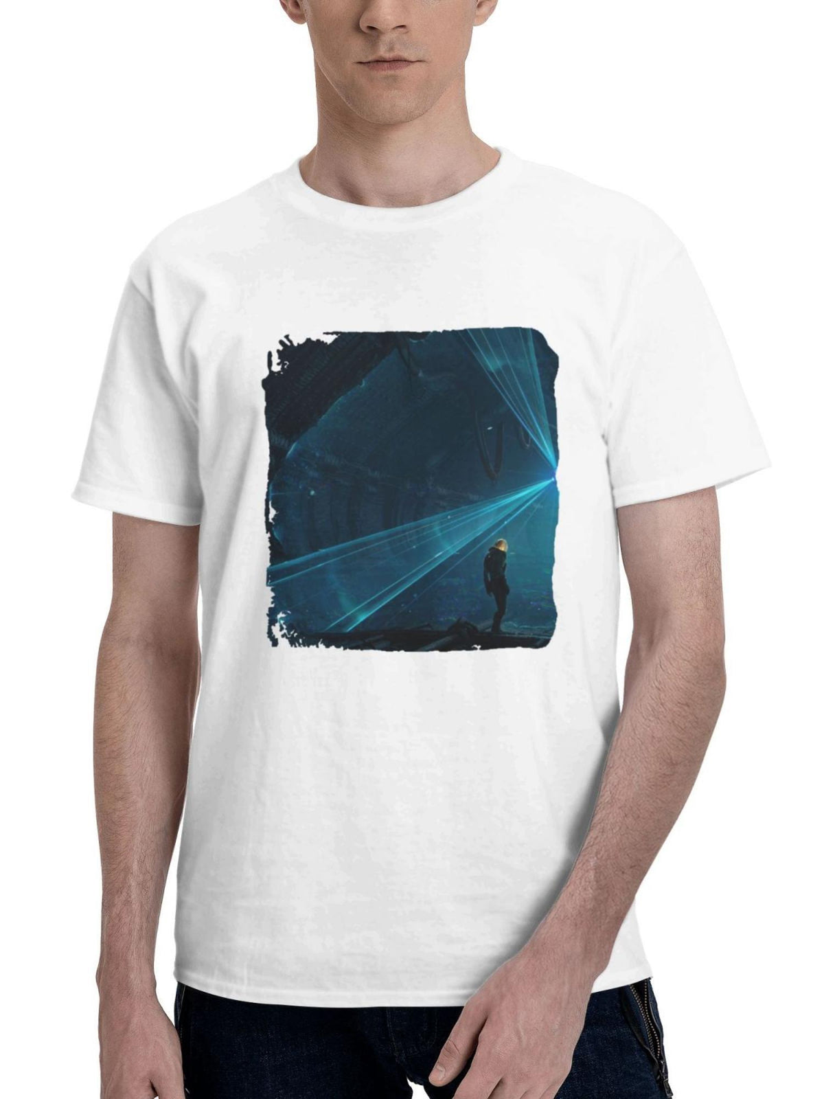 Alien Nest 180G 100% Cotton Printed Round Neck Short-Sleeve T-Shirt, Gifts for Men Dad Husband Grandpa, S-XXXL, White