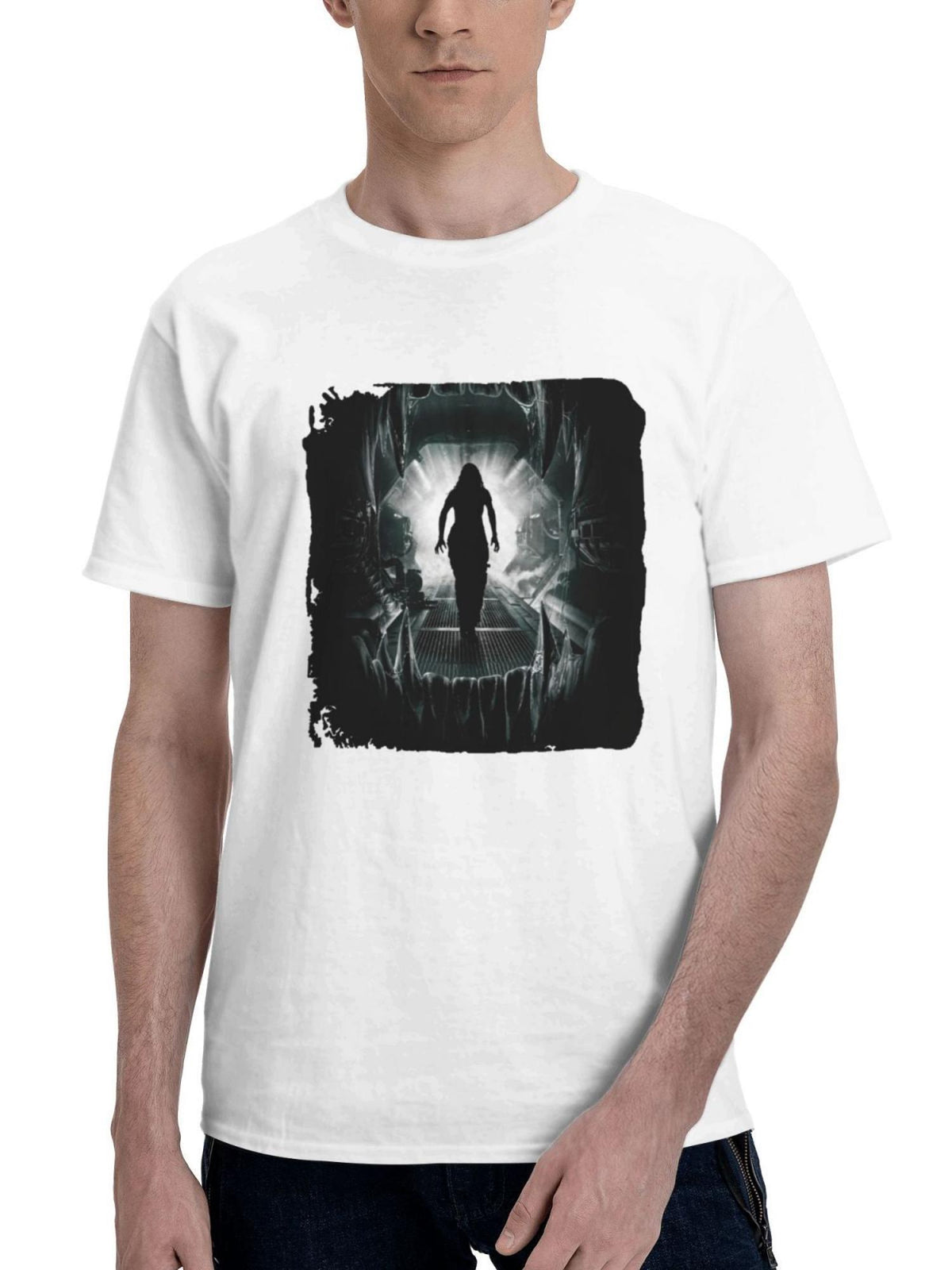 Alien Romulus 2024 Movie 3h 180G 100% Cotton Printed Round Neck Short-Sleeve T-Shirt, Gifts for Men Dad Husband Grandpa, S-XXXL, White