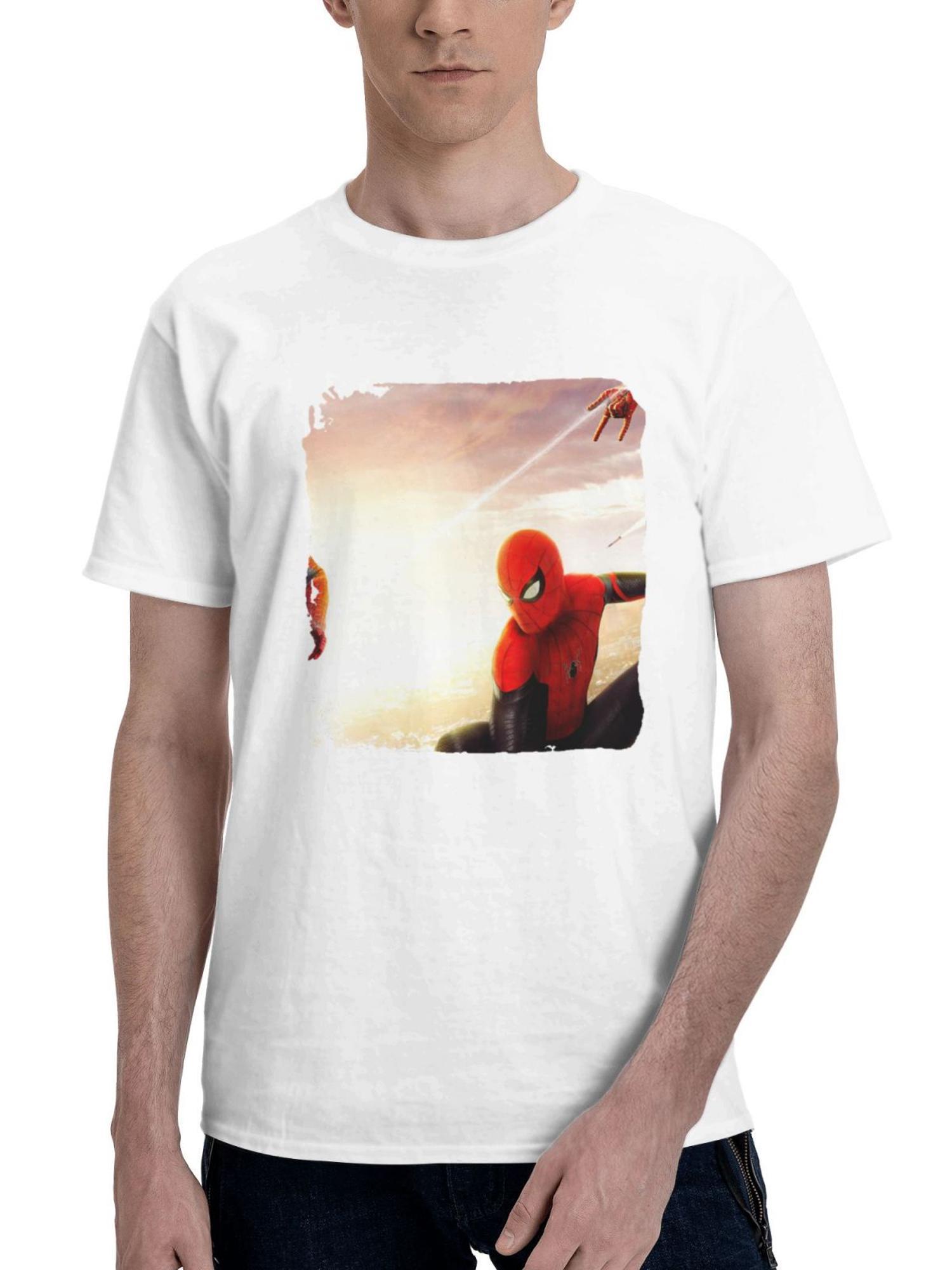 All Spiderman From Different Dimensions 180G 100% Cotton Printed Round Neck Short-Sleeve T-Shirt, Gifts for Men Dad Husband Grandpa, S-XXXL, White