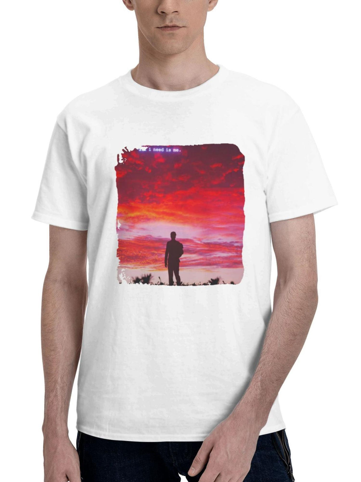 All I Need Is Me 180G 100% Cotton Printed Round Neck Short-Sleeve T-Shirt, Gifts for Men Dad Husband Grandpa, S-XXXL, White