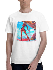 Asuka Eva Fanart 180G 100% Cotton Printed Round Neck Short-Sleeve T-Shirt, Gifts for Men Dad Husband Grandpa, S-XXXL, White