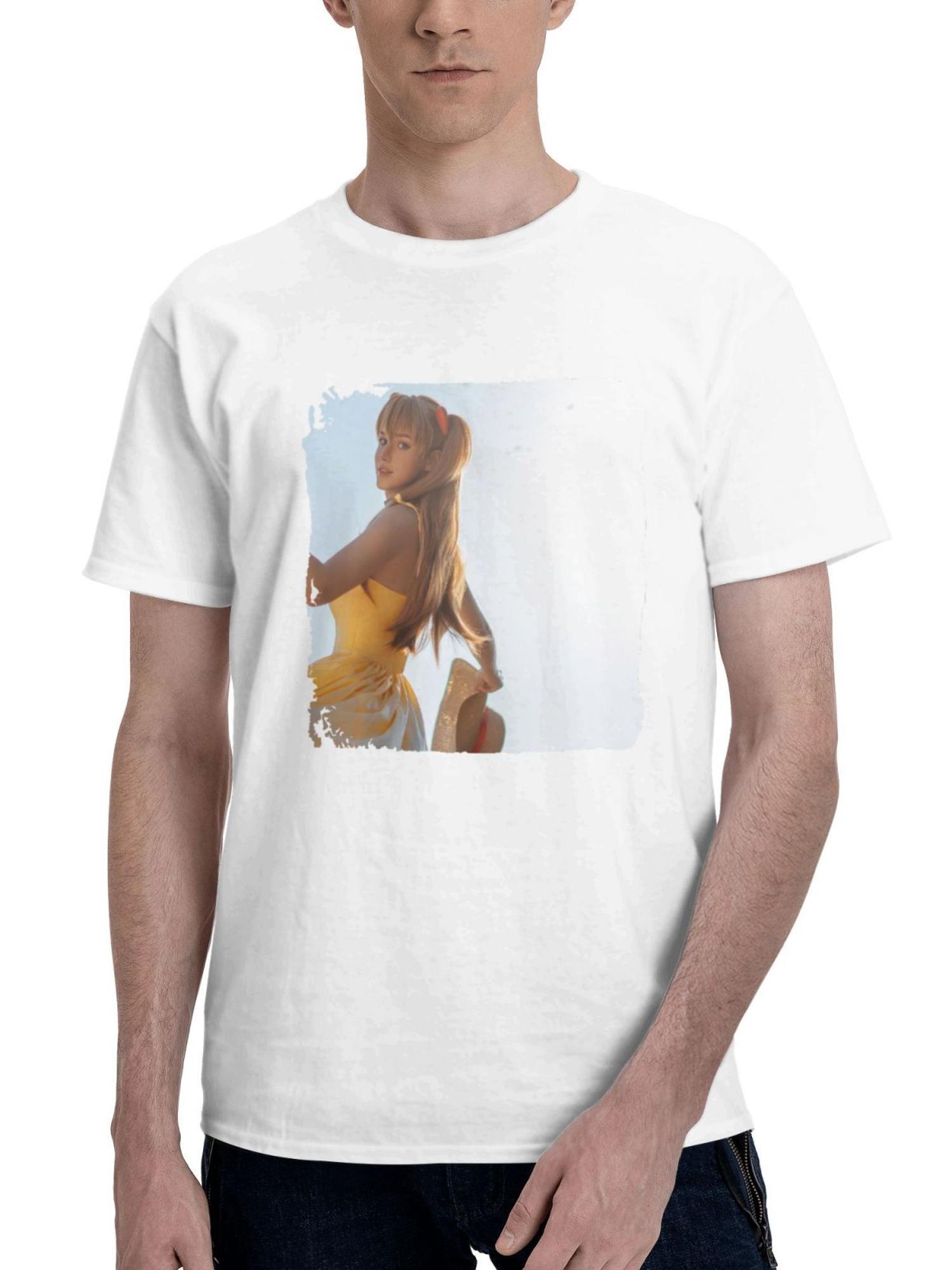 Asuka Langley Soryu Cosplay 180G 100% Cotton Printed Round Neck Short-Sleeve T-Shirt, Gifts for Men Dad Husband Grandpa, S-XXXL, White