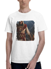 2023 Assassins Creed Mirage 180G 100% Cotton Printed Round Neck Short-Sleeve T-Shirt, Gifts for Men Dad Husband Grandpa, S-XXXL, White