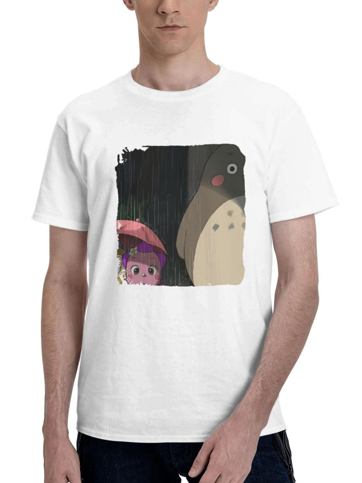 At Bus Stop Cute 180G 100% Cotton Printed Round Neck Short-Sleeve T-Shirt, Gifts for Men Dad Husband Grandpa, S-XXXL, White