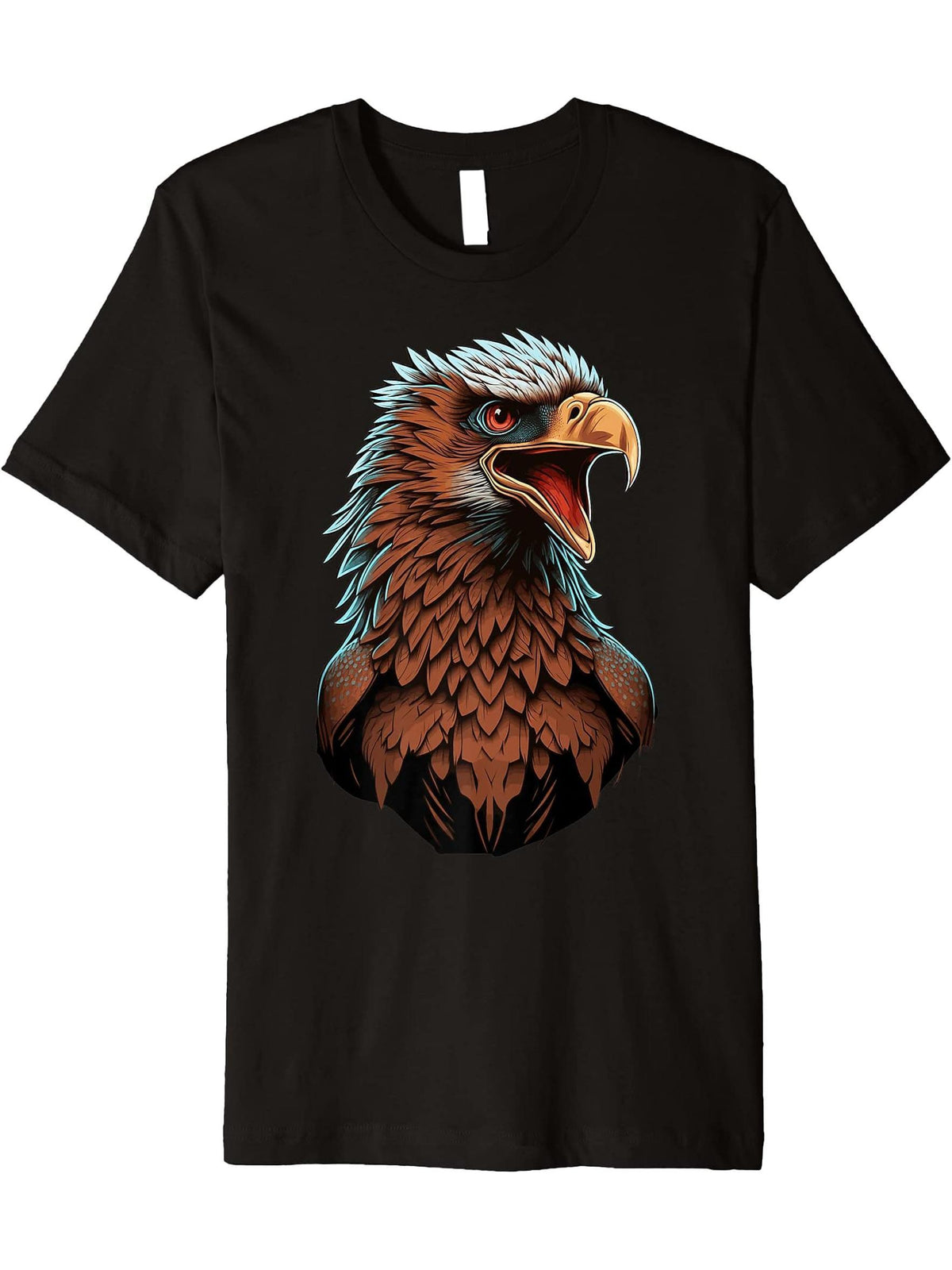 Beautiful Bald Eagle Bird Animal Lover Premium T-Shirt 180G 100% Cotton Printed Round Neck Short-Sleeve T-Shirt, Gifts for Men Dad Husband Grandpa, S-XXXL, Black