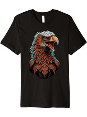 Beautiful Bald Eagle Bird Animal Lover Premium T-Shirt 180G 100% Cotton Printed Round Neck Short-Sleeve T-Shirt, Gifts for Men Dad Husband Grandpa, S-XXXL, Black