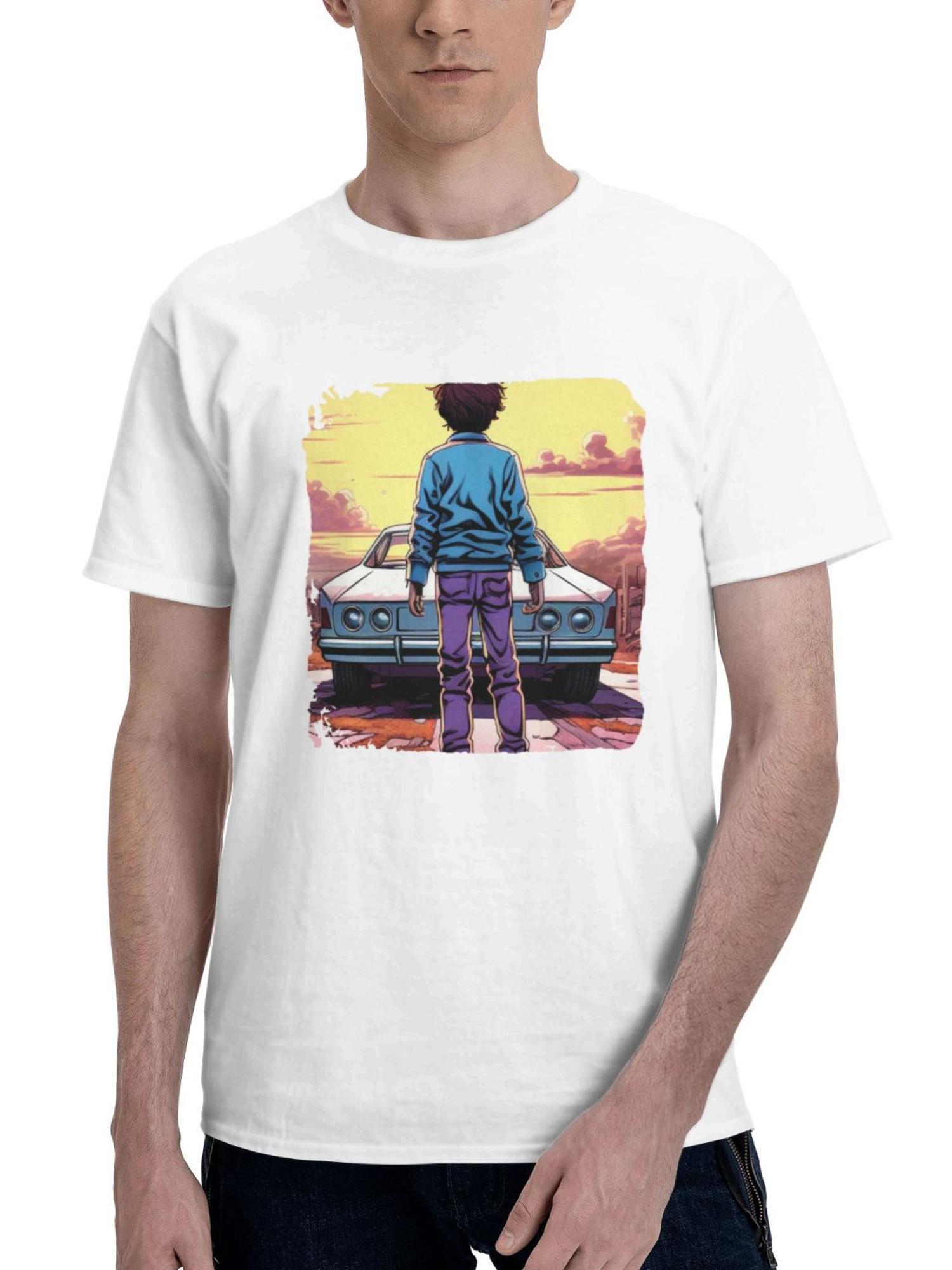 At That Moment 180G 100% Cotton Printed Round Neck Short-Sleeve T-Shirt, Gifts for Men Dad Husband Grandpa, S-XXXL, White