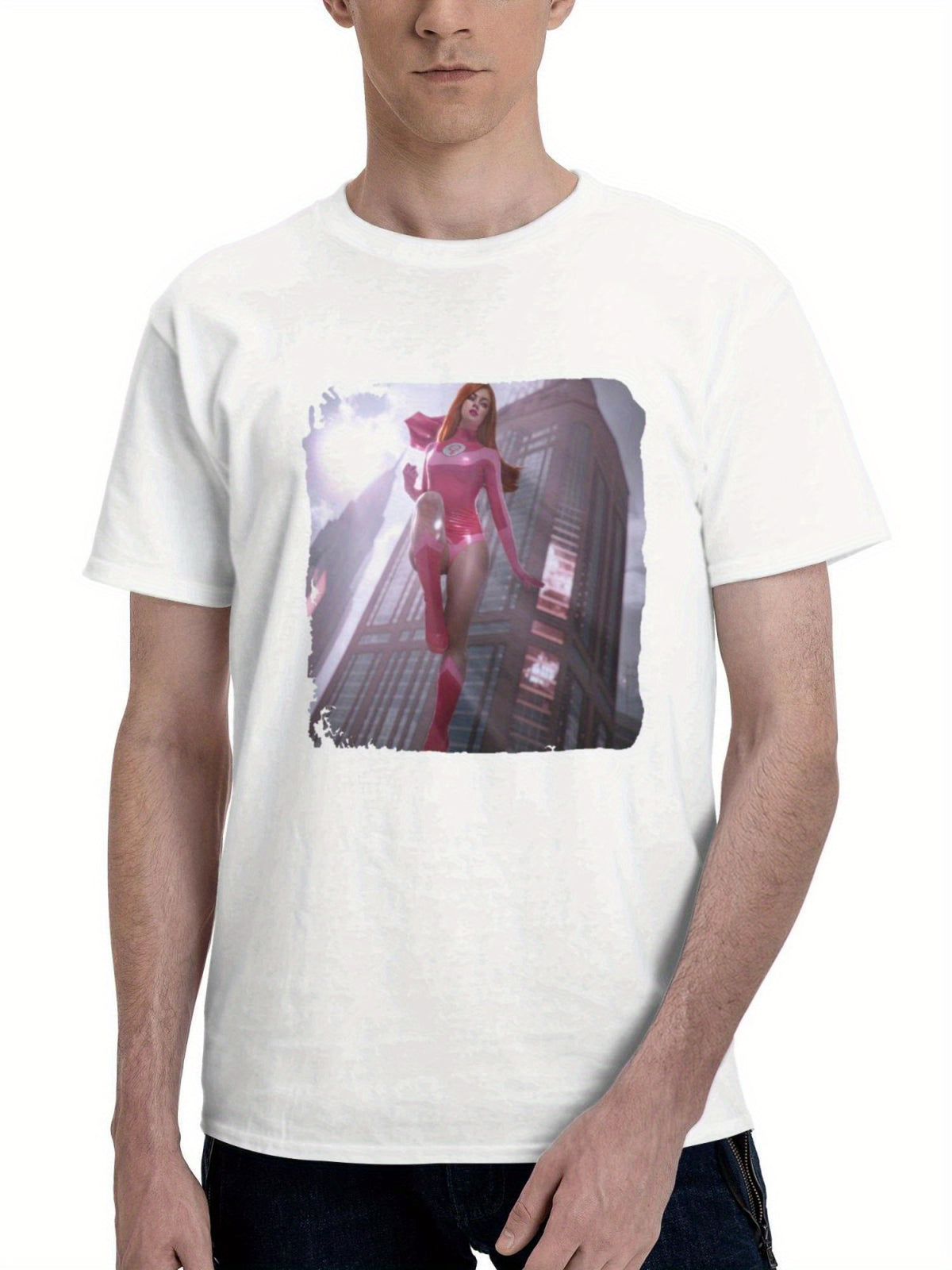 Atom Eve Cosplay 180G 100% Cotton Printed Round Neck Short-Sleeve T-Shirt, Gifts for Men Dad Husband Grandpa, S-XXXL, White