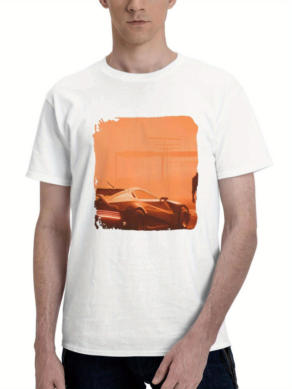 2023 Cyberpunk 2077 Game 180G 100% Cotton Printed Round Neck Short-Sleeve T-Shirt, Gifts for Men Dad Husband Grandpa, S-XXXL, White