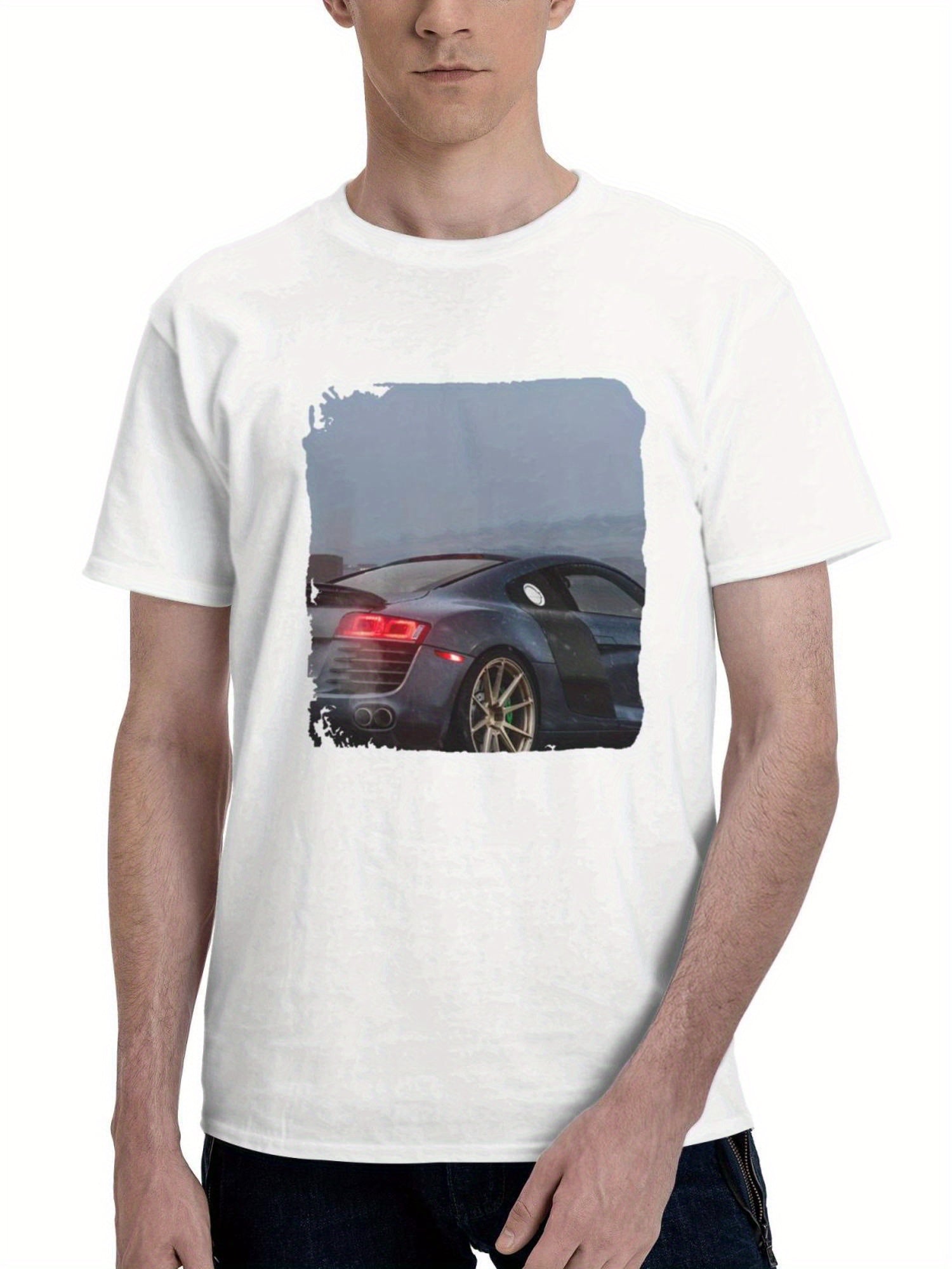 Audi R8 Concept 180G 100% Cotton Printed Round Neck Short-Sleeve T-Shirt, Gifts for Men Dad Husband Grandpa, S-XXXL, White