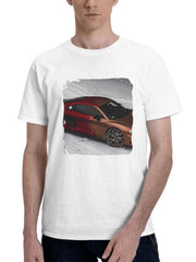 Audi R8 In Snow 180G 100% Cotton Printed Round Neck Short-Sleeve T-Shirt, Gifts for Men Dad Husband Grandpa, S-XXXL, White