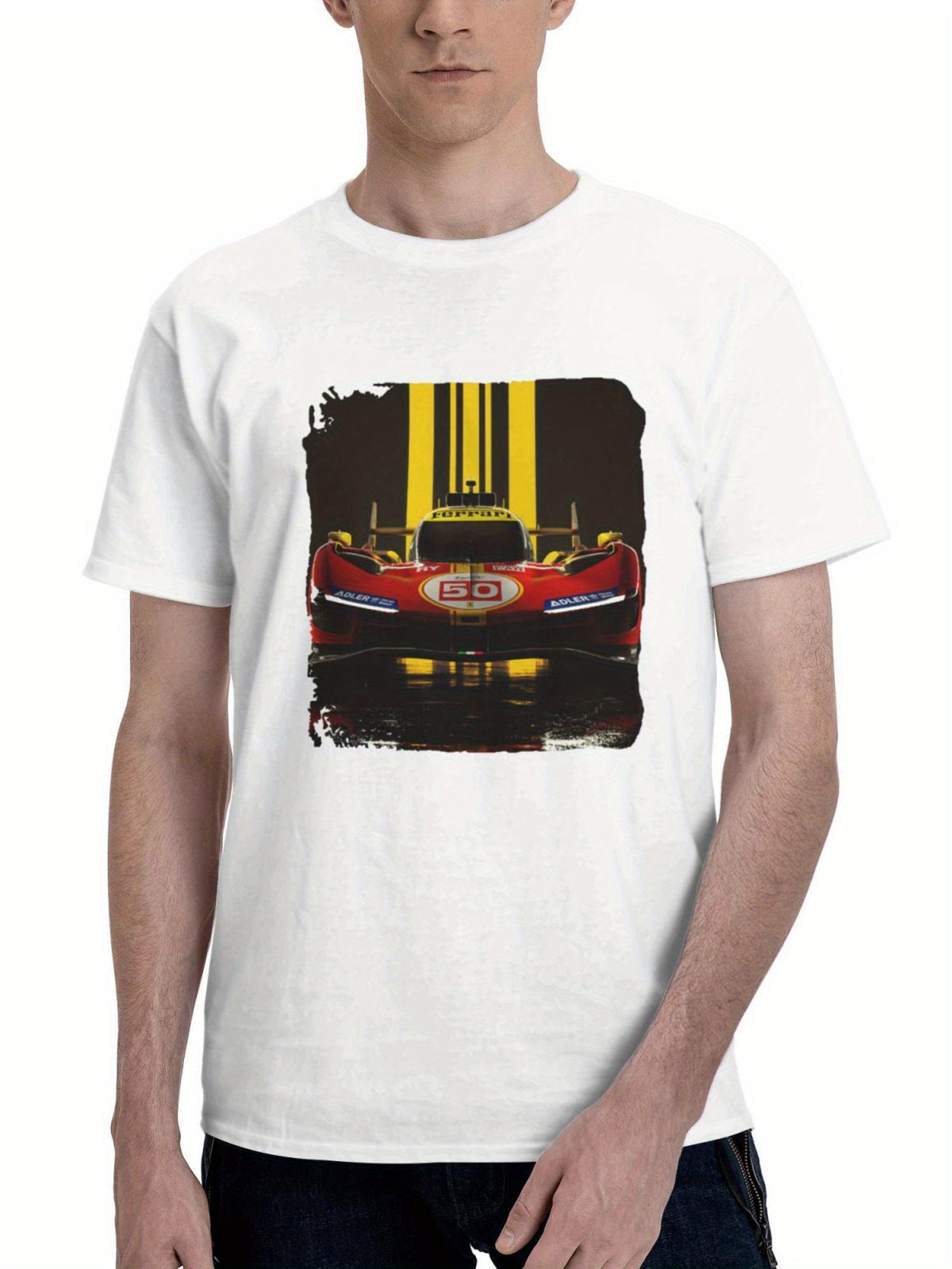 2023 Ferrari 499p 10k 180G 100% Cotton Printed Round Neck Short-Sleeve T-Shirt, Gifts for Men Dad Husband Grandpa, S-XXXL, White