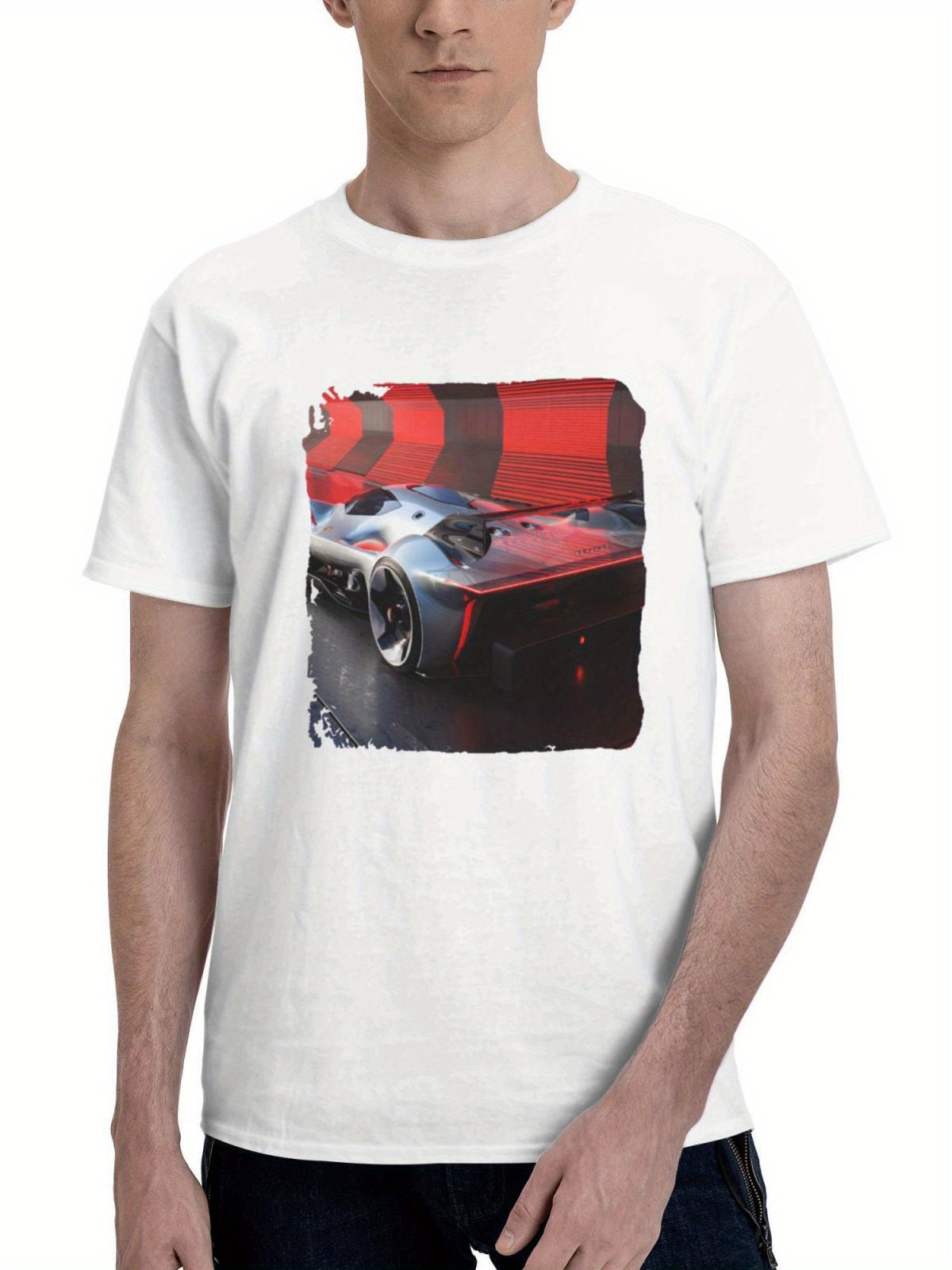 2023 Ferrari Vision Gran Turismo 180G 100% Cotton Printed Round Neck Short-Sleeve T-Shirt, Gifts for Men Dad Husband Grandpa, S-XXXL, White