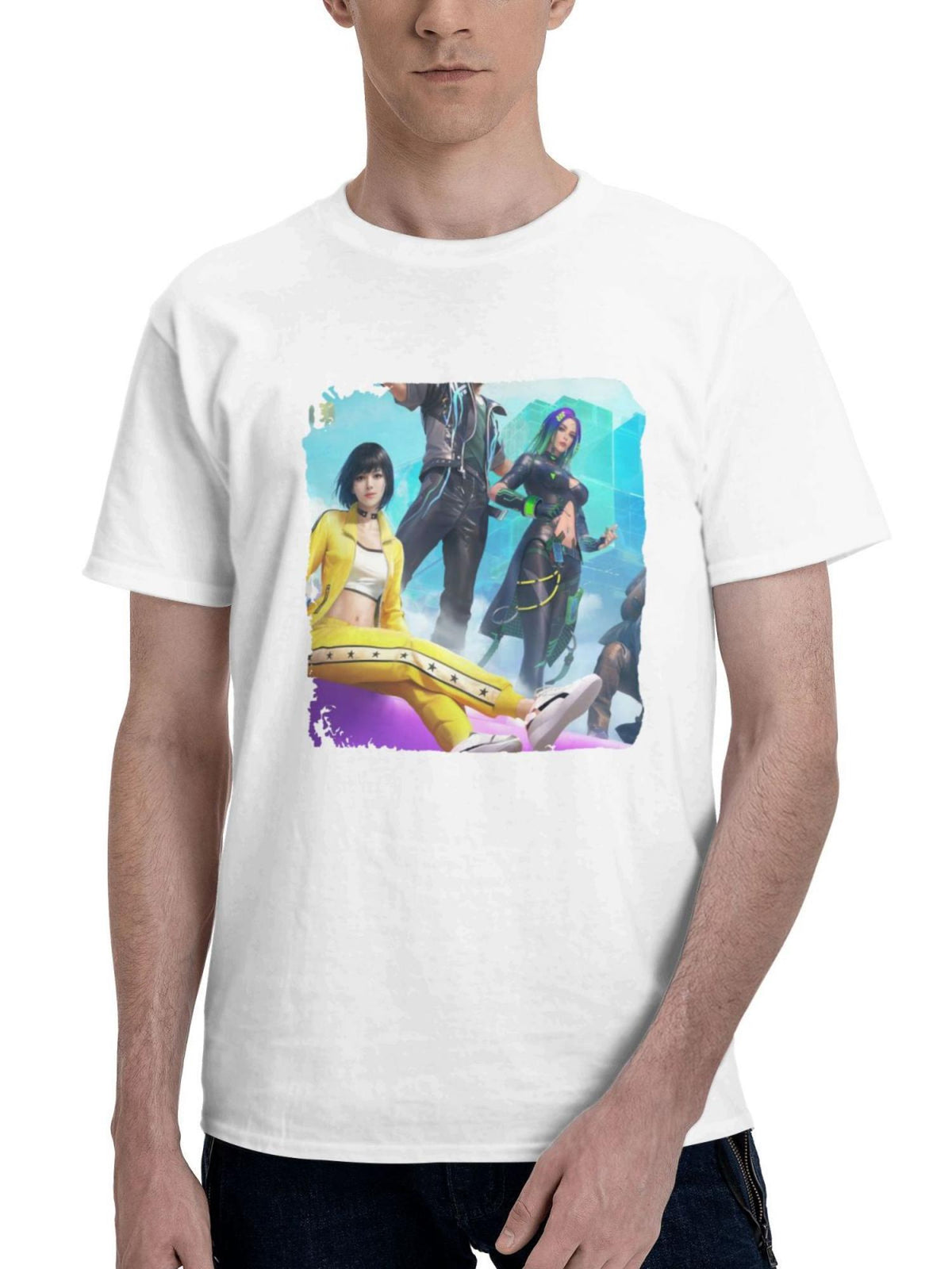 2023 Garena Free Fire Game Mc 180G 100% Cotton Printed Round Neck Short-Sleeve T-Shirt, Gifts for Men Dad Husband Grandpa, S-XXXL, White