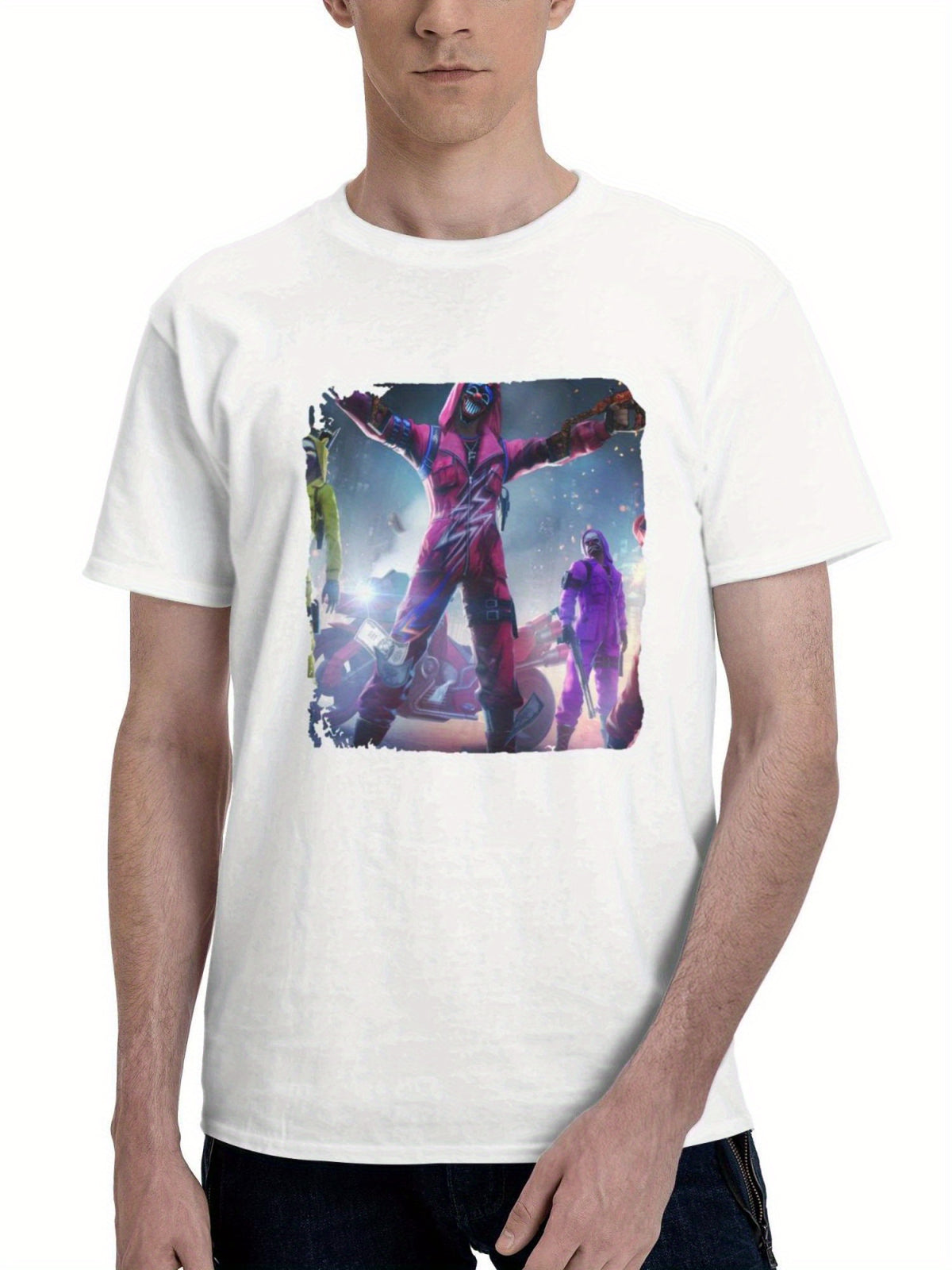 2023 Garena Free Fire O9 180G 100% Cotton Printed Round Neck Short-Sleeve T-Shirt, Gifts for Men Dad Husband Grandpa, S-XXXL, White