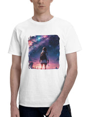 Aurora S Embrace A Borealis Beauty In Anime 180G 100% Cotton Printed Round Neck Short-Sleeve T-Shirt, Gifts for Men Dad Husband Grandpa, S-XXXL, White