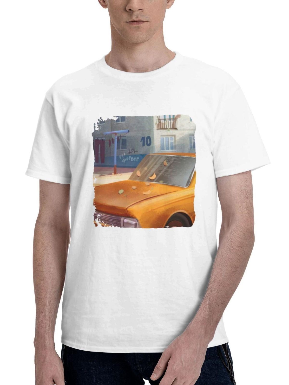 Autumn Vibes Cozy Autumn Morning 180G 100% Cotton Printed Round Neck Short-Sleeve T-Shirt, Gifts for Men Dad Husband Grandpa, S-XXXL, White