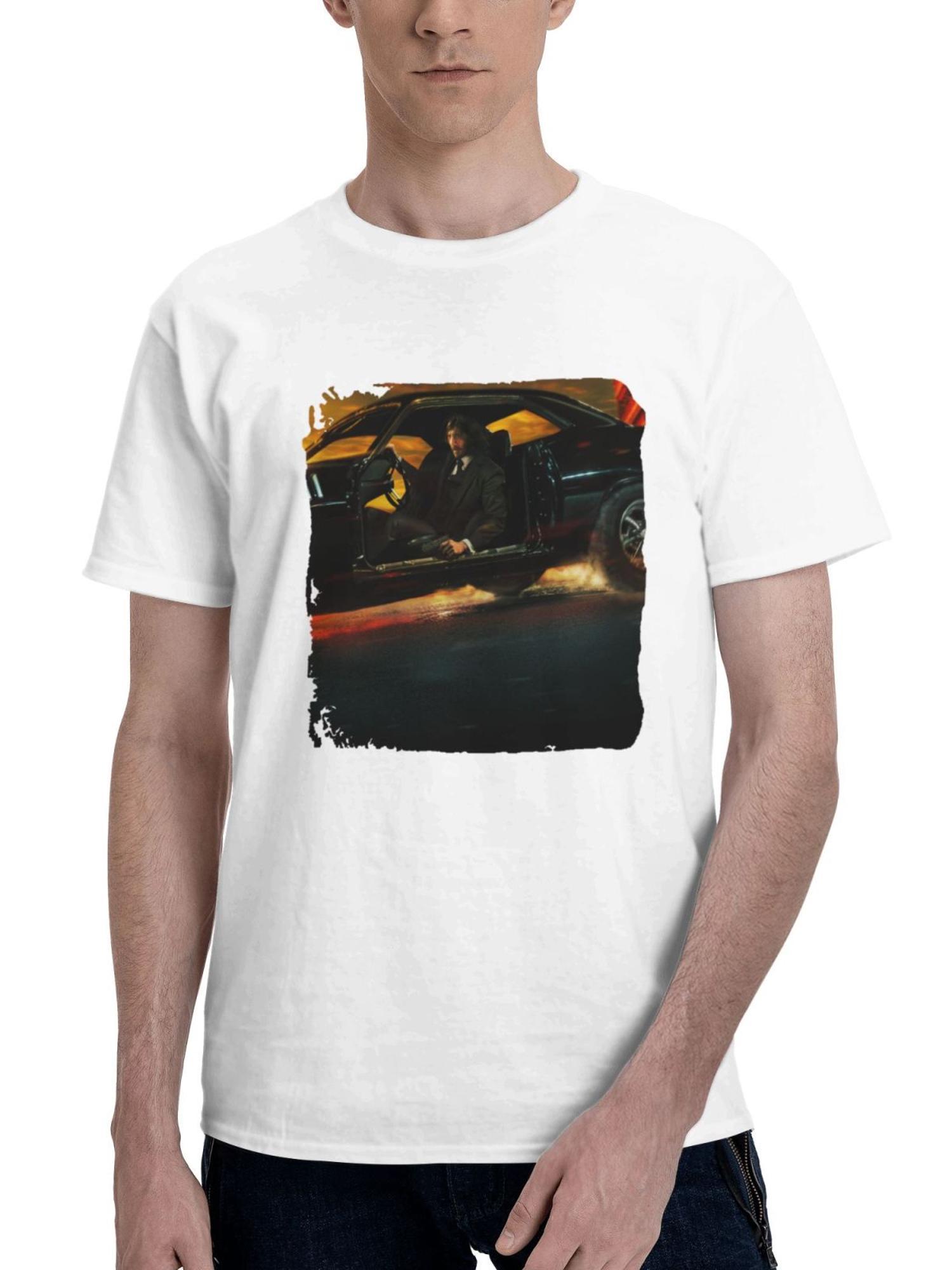 2023 John Wick Chapter 4 180G 100% Cotton Printed Round Neck Short-Sleeve T-Shirt, Gifts for Men Dad Husband Grandpa, S-XXXL, White