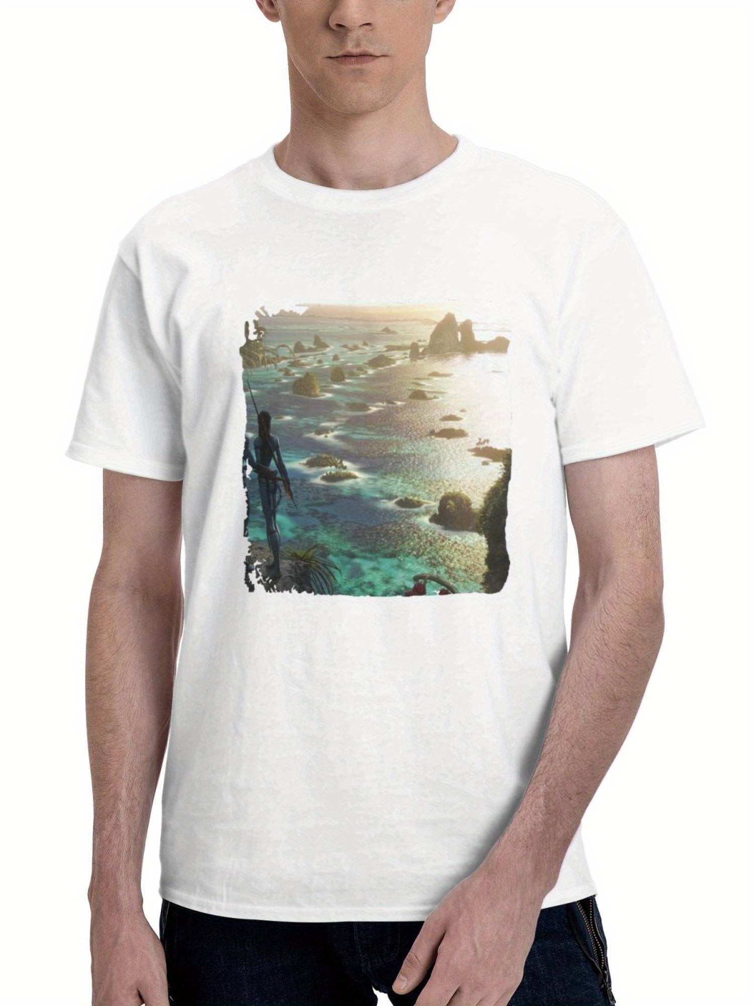 Avatar 2 2022 180G 100% Cotton Printed Round Neck Short-Sleeve T-Shirt, Gifts for Men Dad Husband Grandpa, S-XXXL, White