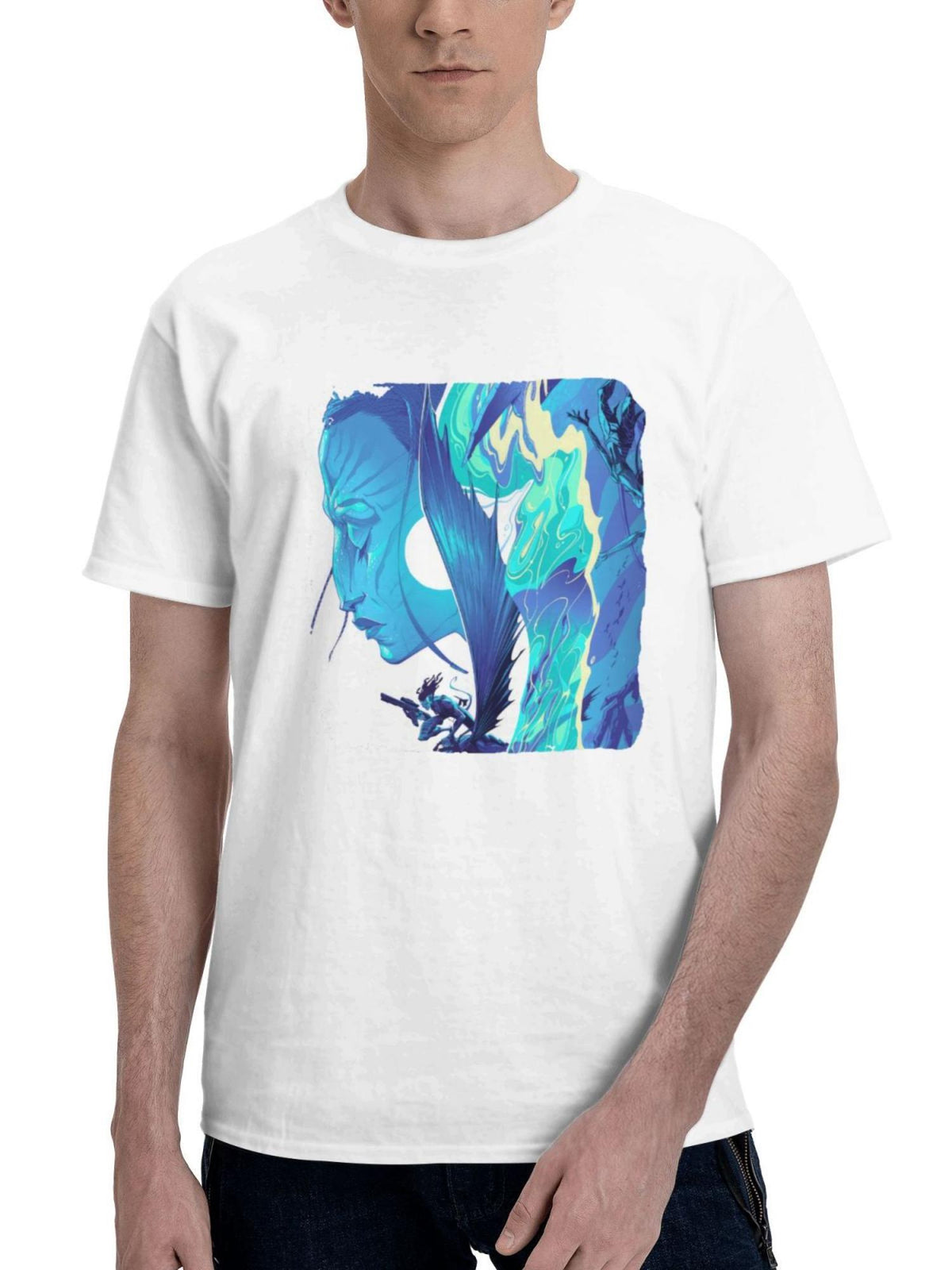 Avatar The Way Of Water Minimal 180G 100% Cotton Printed Round Neck Short-Sleeve T-Shirt, Gifts for Men Dad Husband Grandpa, S-XXXL, White