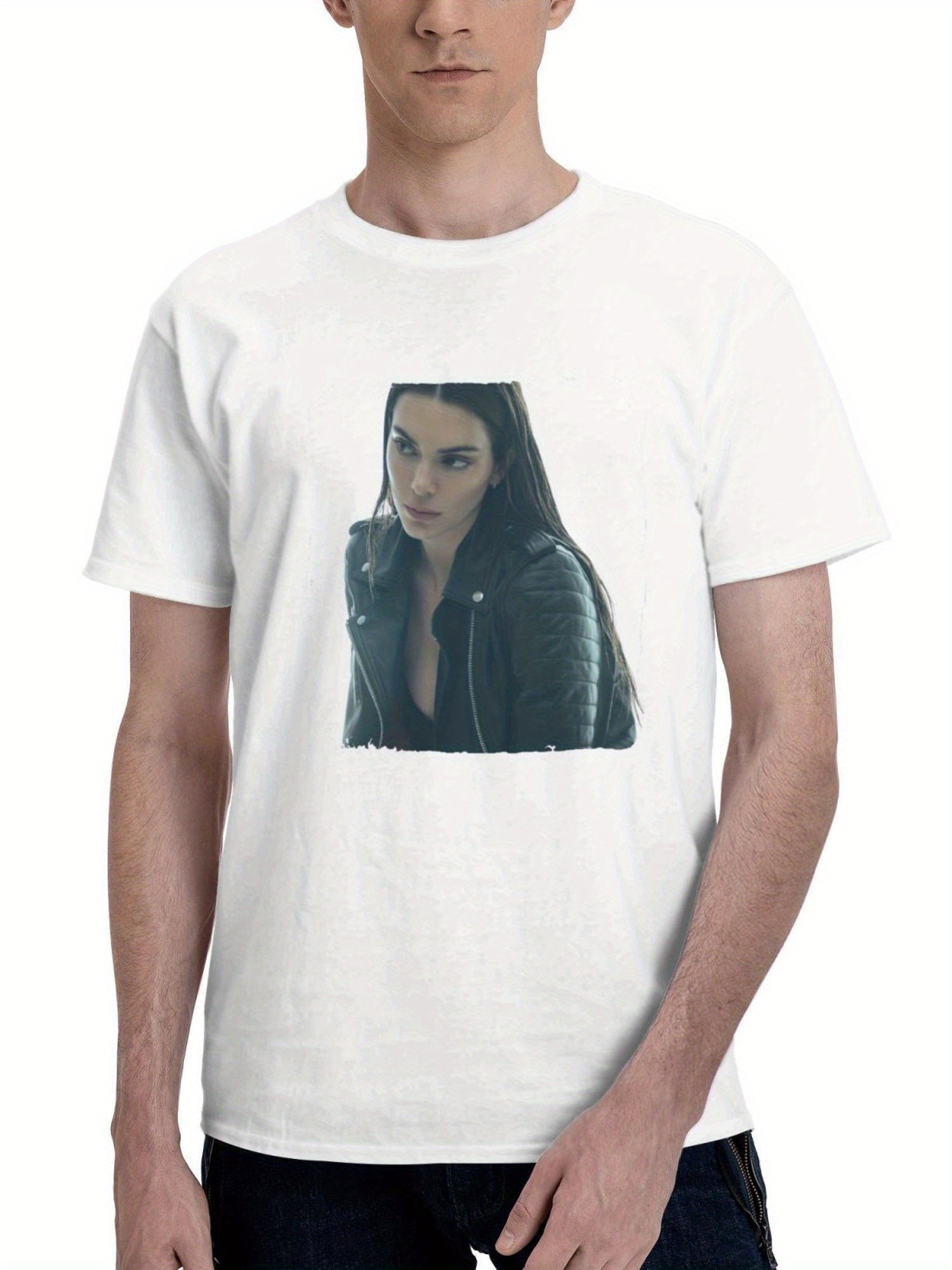 2023 Kendall Jenner Own Denim Fall Cu 180G 100% Cotton Printed Round Neck Short-Sleeve T-Shirt, Gifts for Men Dad Husband Grandpa, S-XXXL, White