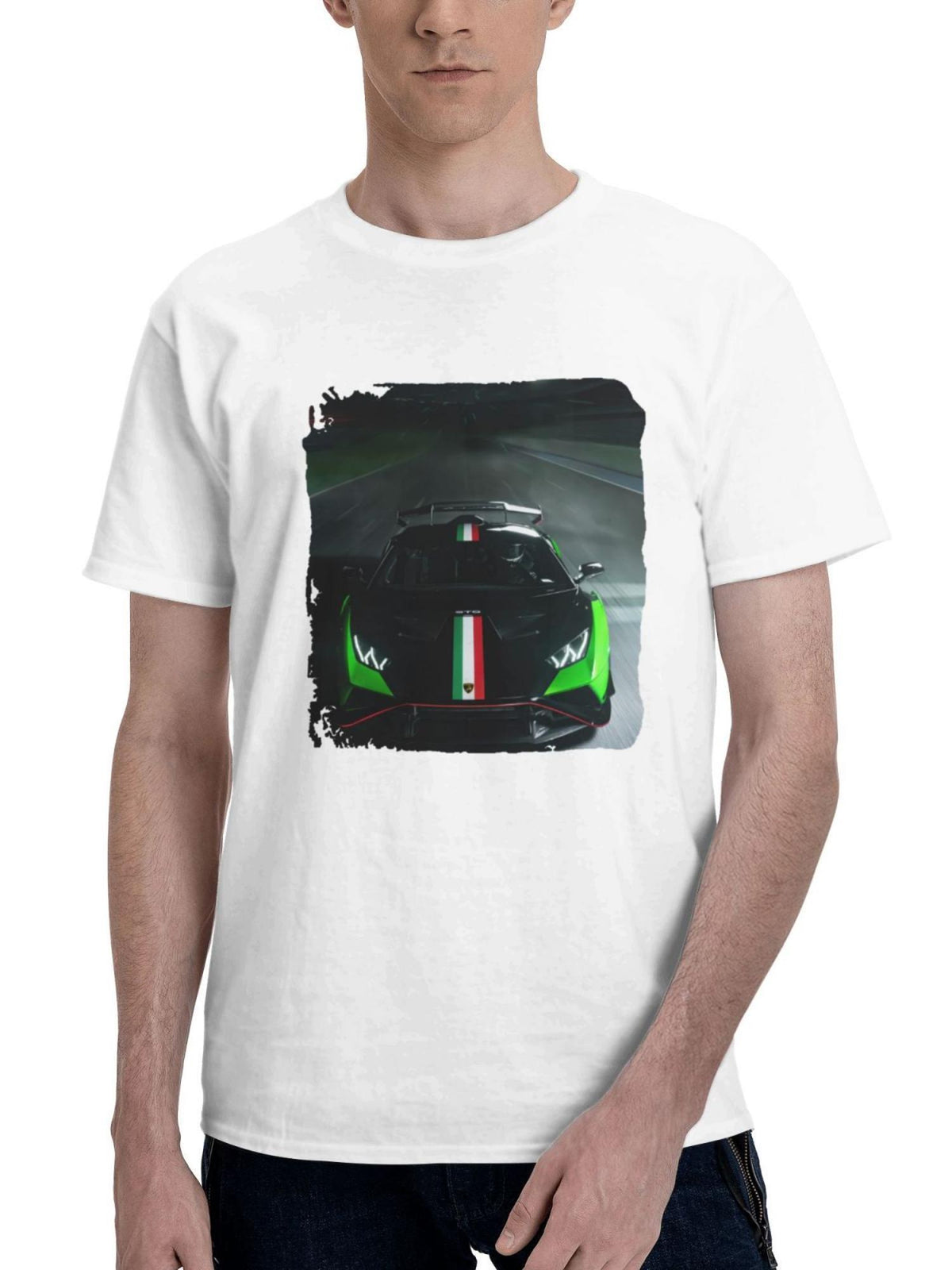 2023 Lamborghini Huracan Sto Sc 10 Anniversario 180G 100% Cotton Printed Round Neck Short-Sleeve T-Shirt, Gifts for Men Dad Husband Grandpa, S-XXXL, White