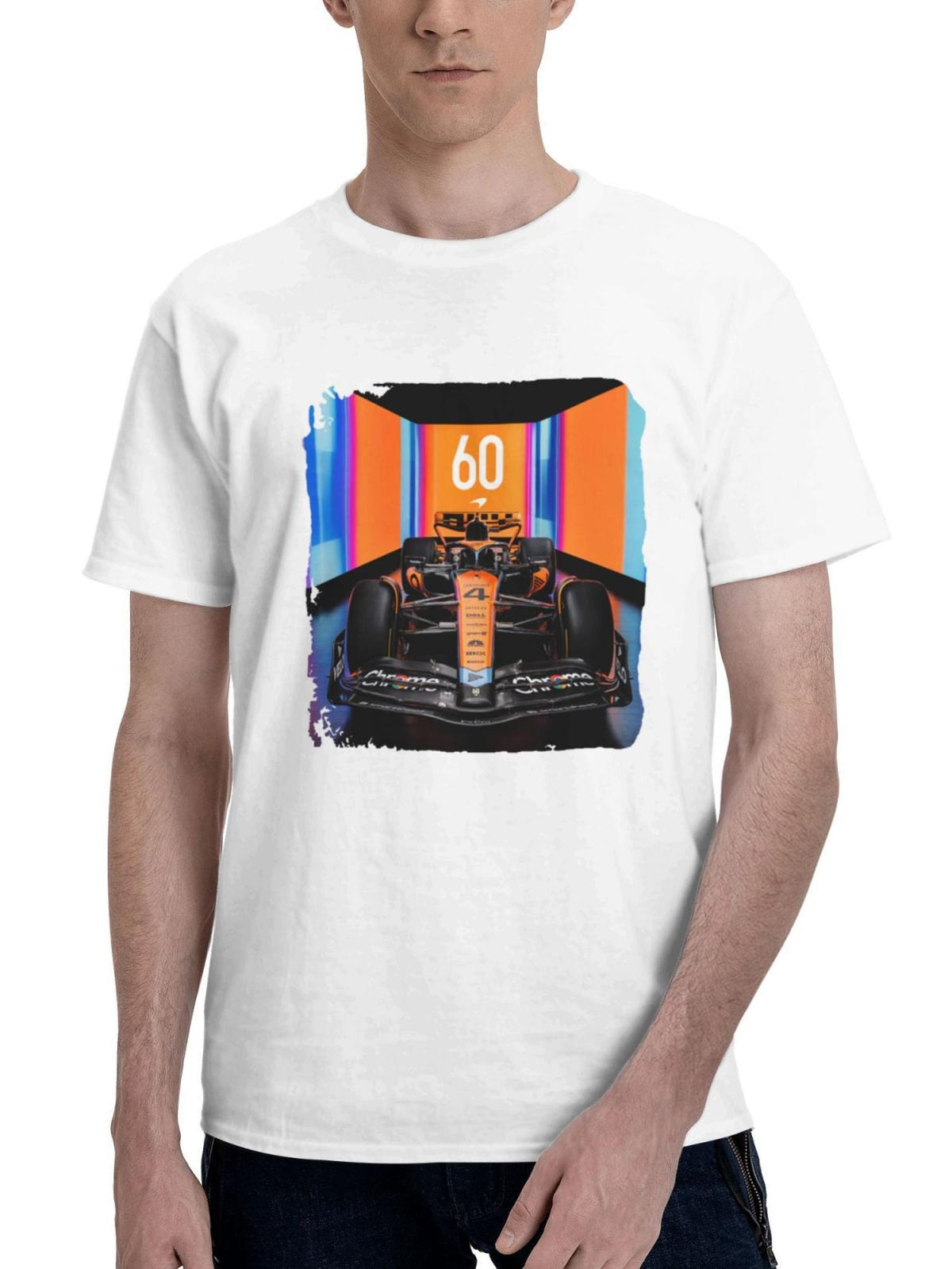 2023 Mclaren Mcl60 Bc 180G 100% Cotton Printed Round Neck Short-Sleeve T-Shirt, Gifts for Men Dad Husband Grandpa, S-XXXL, White