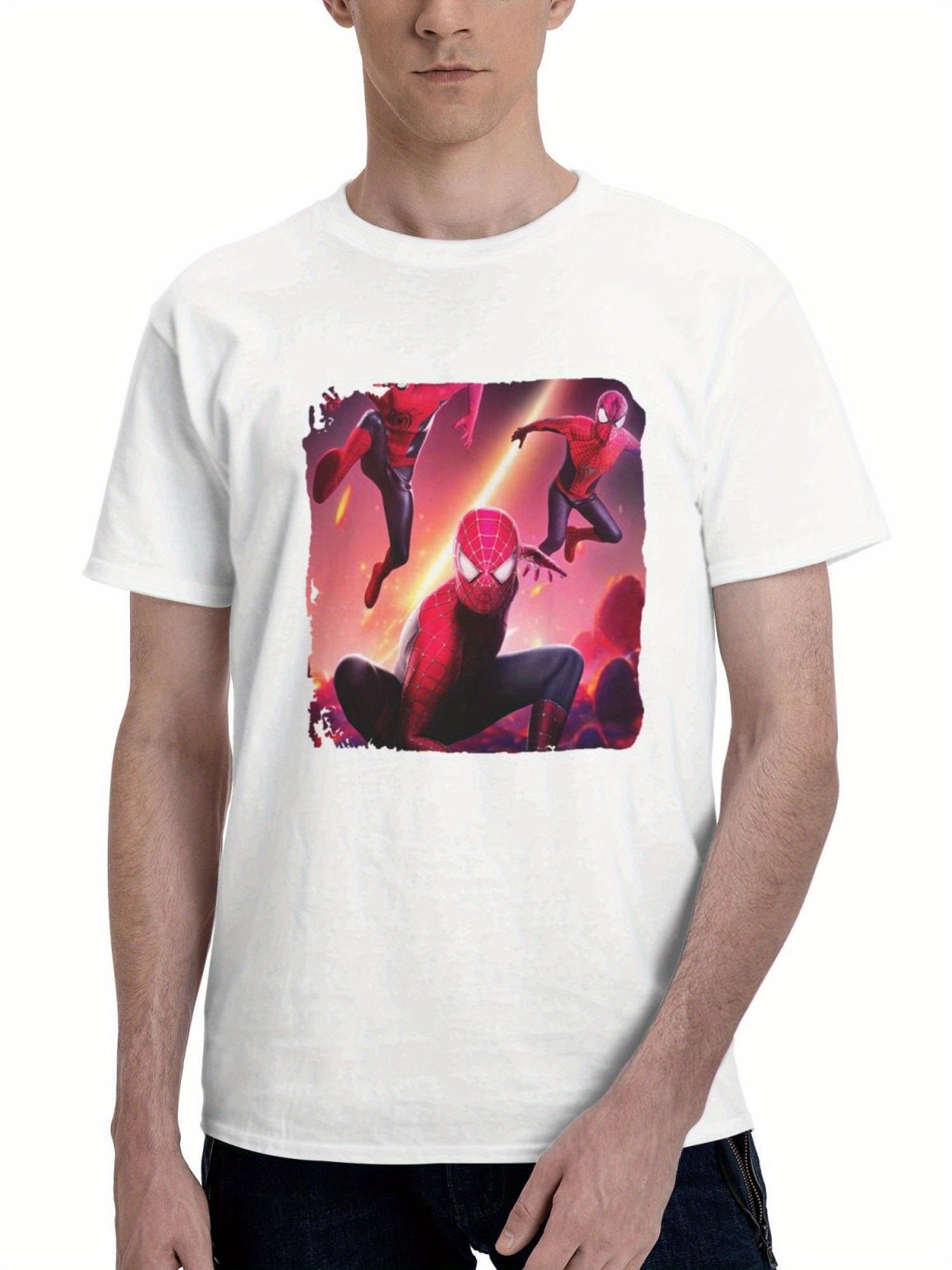 Avengers Secret Wars Spider Man 180G 100% Cotton Printed Round Neck Short-Sleeve T-Shirt, Gifts for Men Dad Husband Grandpa, S-XXXL, White