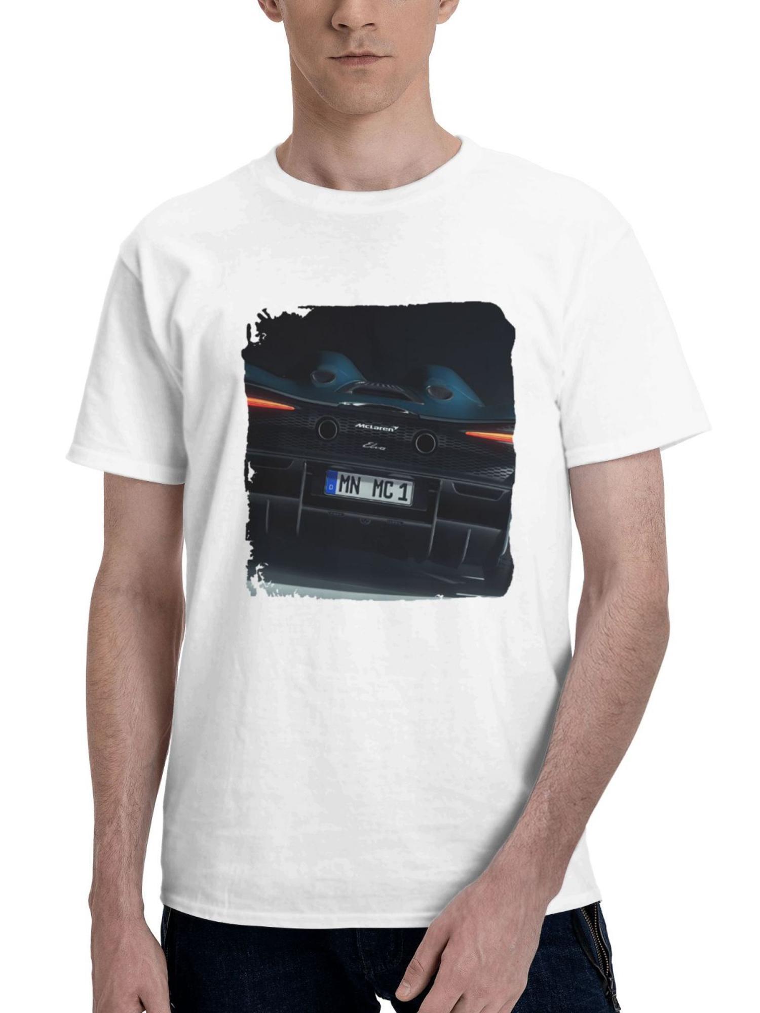 2023 Novitec Mclaren Elva Rear 180G 100% Cotton Printed Round Neck Short-Sleeve T-Shirt, Gifts for Men Dad Husband Grandpa, S-XXXL, White