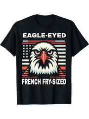 Eagle Eyed American Flag Bald Eagle USA Pride Patriotic T-Shirt 180G 100% Cotton Printed Round Neck Short-Sleeve T-Shirt, Gifts for Men Dad Husband Grandpa, S-XXXL, Black