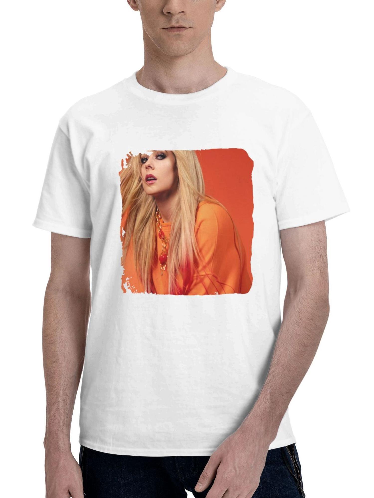 Avril Lavigne Photoshoot For Basic Magazine 180G 100% Cotton Printed Round Neck Short-Sleeve T-Shirt, Gifts for Men Dad Husband Grandpa, S-XXXL, White