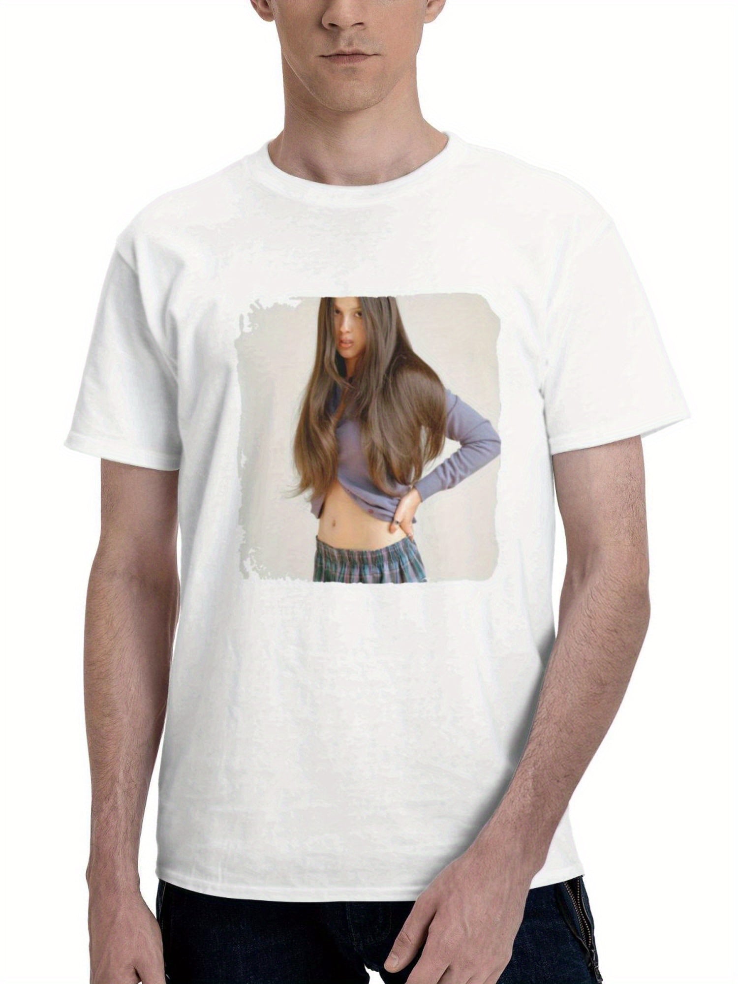 2023 Olivia Rodrigo 180G 100% Cotton Printed Round Neck Short-Sleeve T-Shirt, Gifts for Men Dad Husband Grandpa, S-XXXL, White
