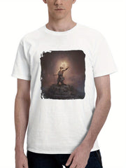 2023 Path Of Ex 180G 100% Cotton Printed Round Neck Short-Sleeve T-Shirt, Gifts for Men Dad Husband Grandpa, S-XXXL, White
