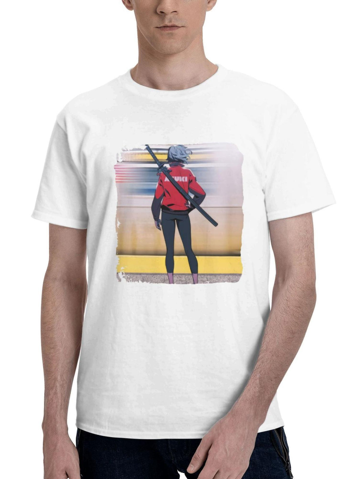 Azuki 180G 100% Cotton Printed Round Neck Short-Sleeve T-Shirt, Gifts for Men Dad Husband Grandpa, S-XXXL, White