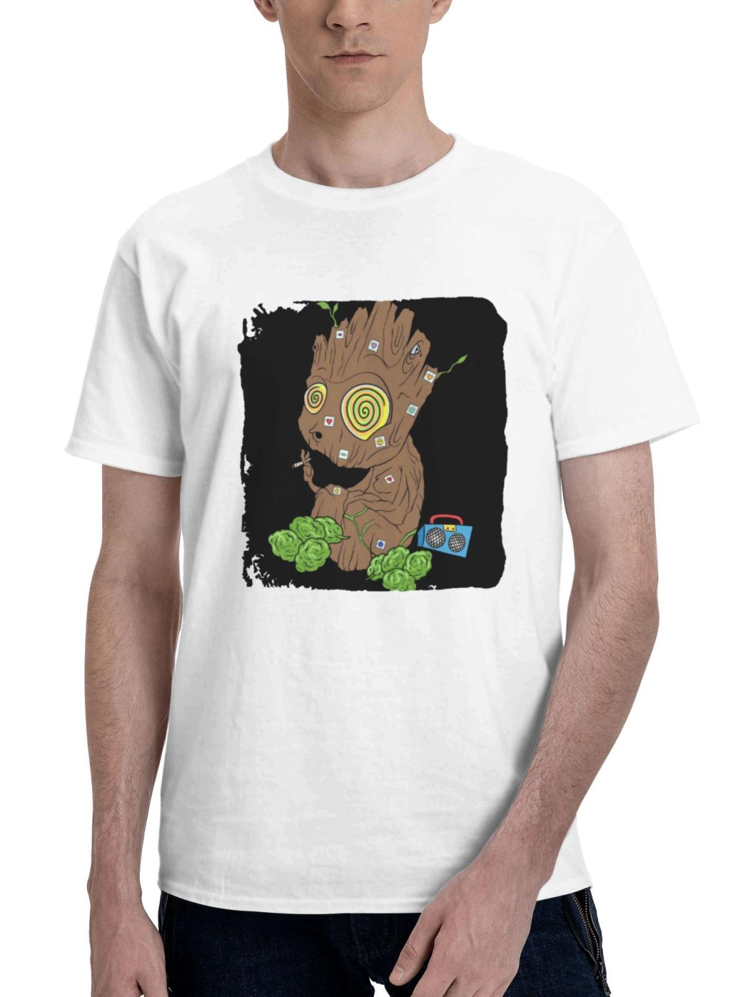 Baby Groot High Minimal 180G 100% Cotton Printed Round Neck Short-Sleeve T-Shirt, Gifts for Men Dad Husband Grandpa, S-XXXL, White