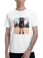 Back To School Anime Girl 180G 100% Cotton Printed Round Neck Short-Sleeve T-Shirt, Gifts for Men Dad Husband Grandpa, S-XXXL, White