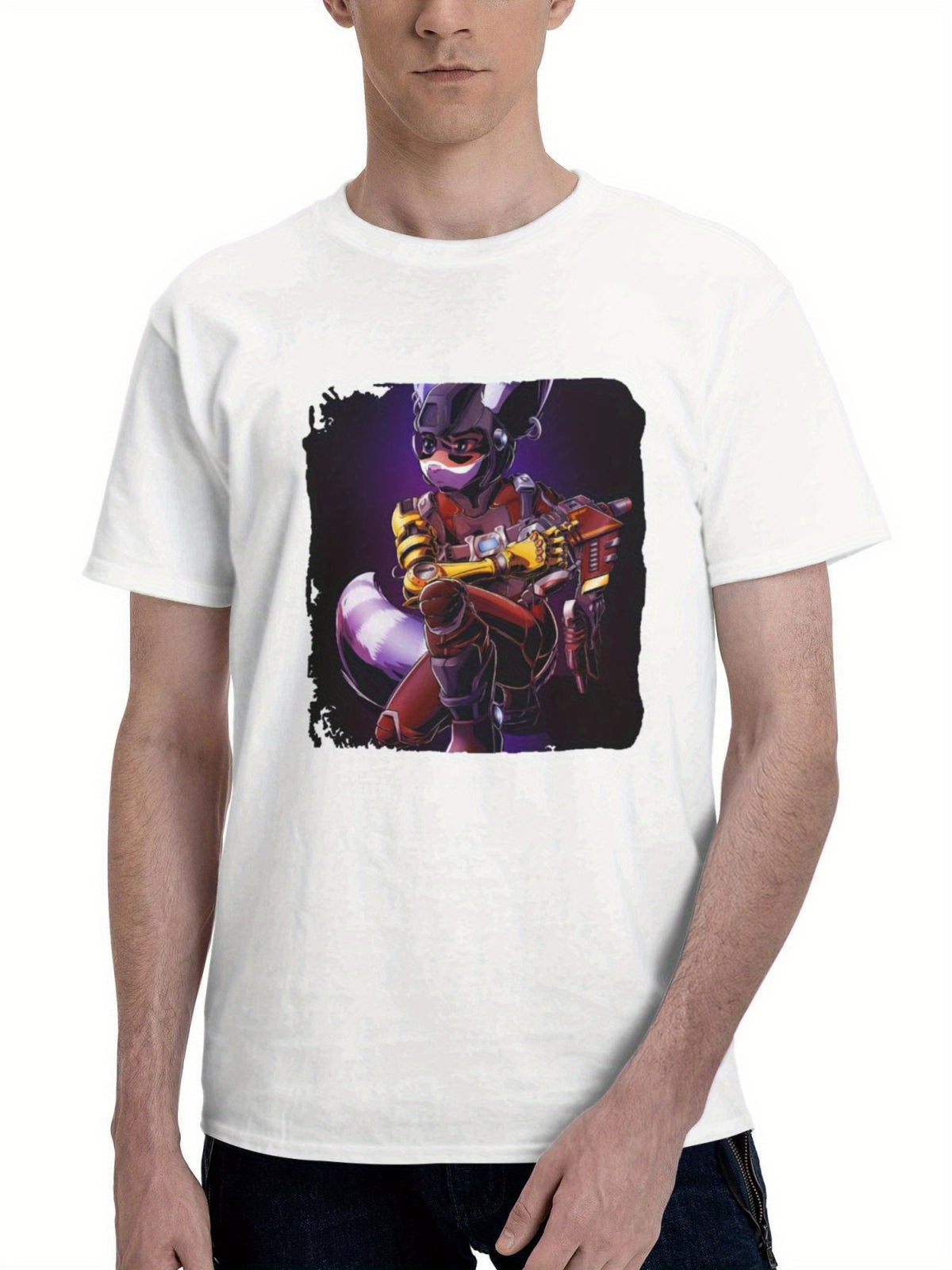 2023 Ratchet And Clank Rift Apart 180G 100% Cotton Printed Round Neck Short-Sleeve T-Shirt, Gifts for Men Dad Husband Grandpa, S-XXXL, White