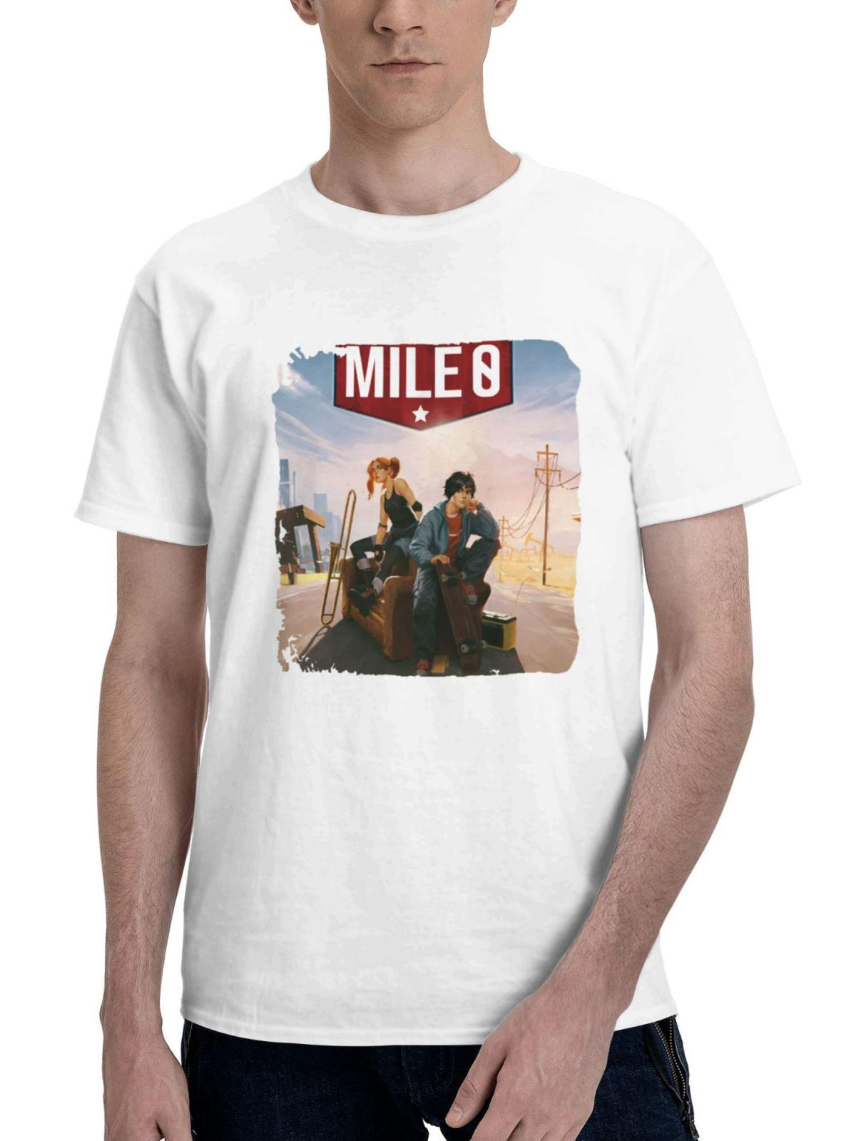 2023 Road 96 Mile 0 180G 100% Cotton Printed Round Neck Short-Sleeve T-Shirt, Gifts for Men Dad Husband Grandpa, S-XXXL, White