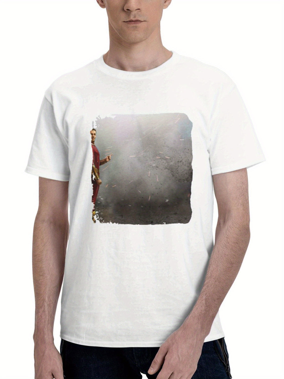 2023 Shazam Fury Of The Gods N0 180G 100% Cotton Printed Round Neck Short-Sleeve T-Shirt, Gifts for Men Dad Husband Grandpa, S-XXXL, White