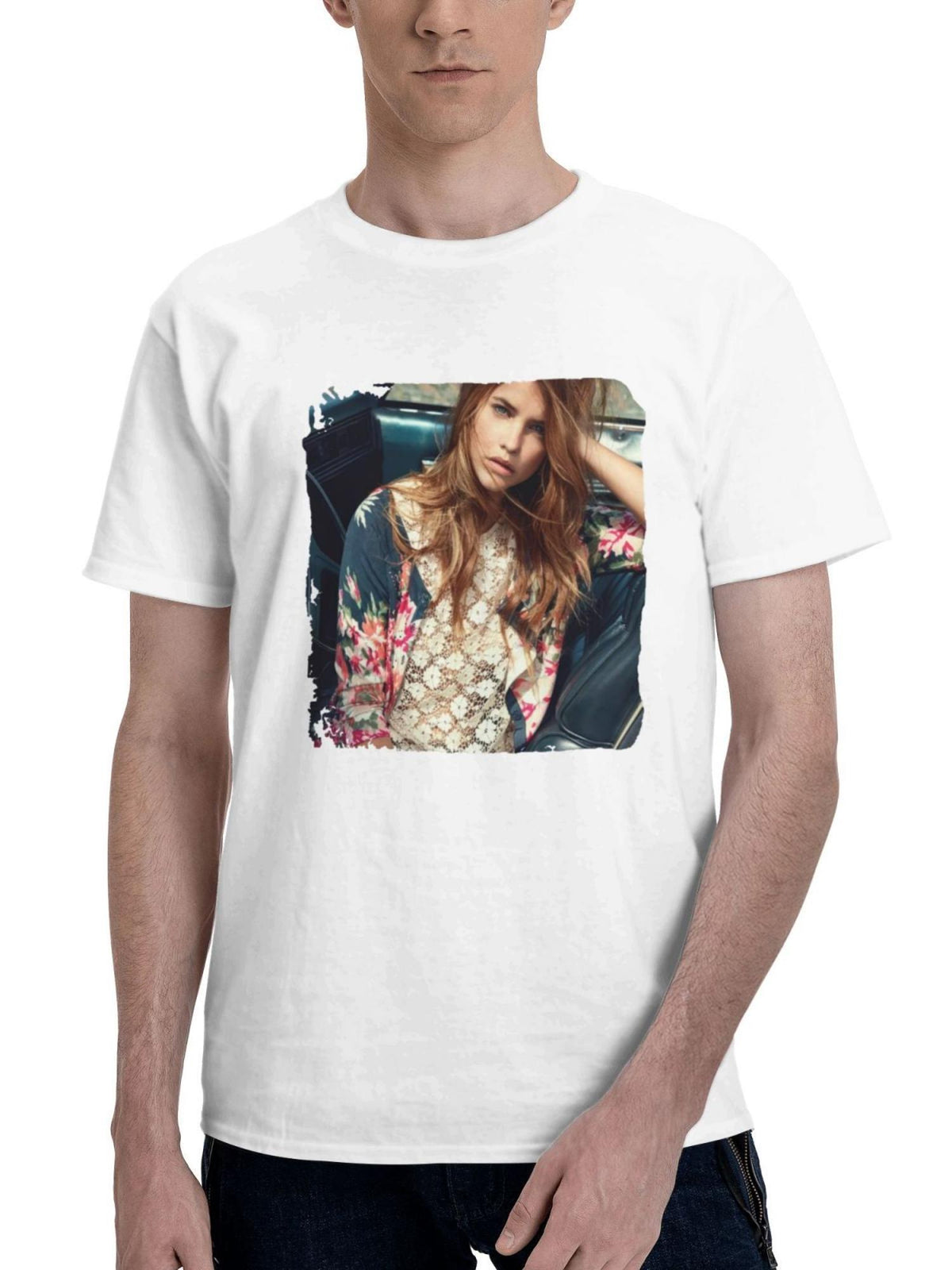 Barbara Palvin 2023 180G 100% Cotton Printed Round Neck Short-Sleeve T-Shirt, Gifts for Men Dad Husband Grandpa, S-XXXL, White