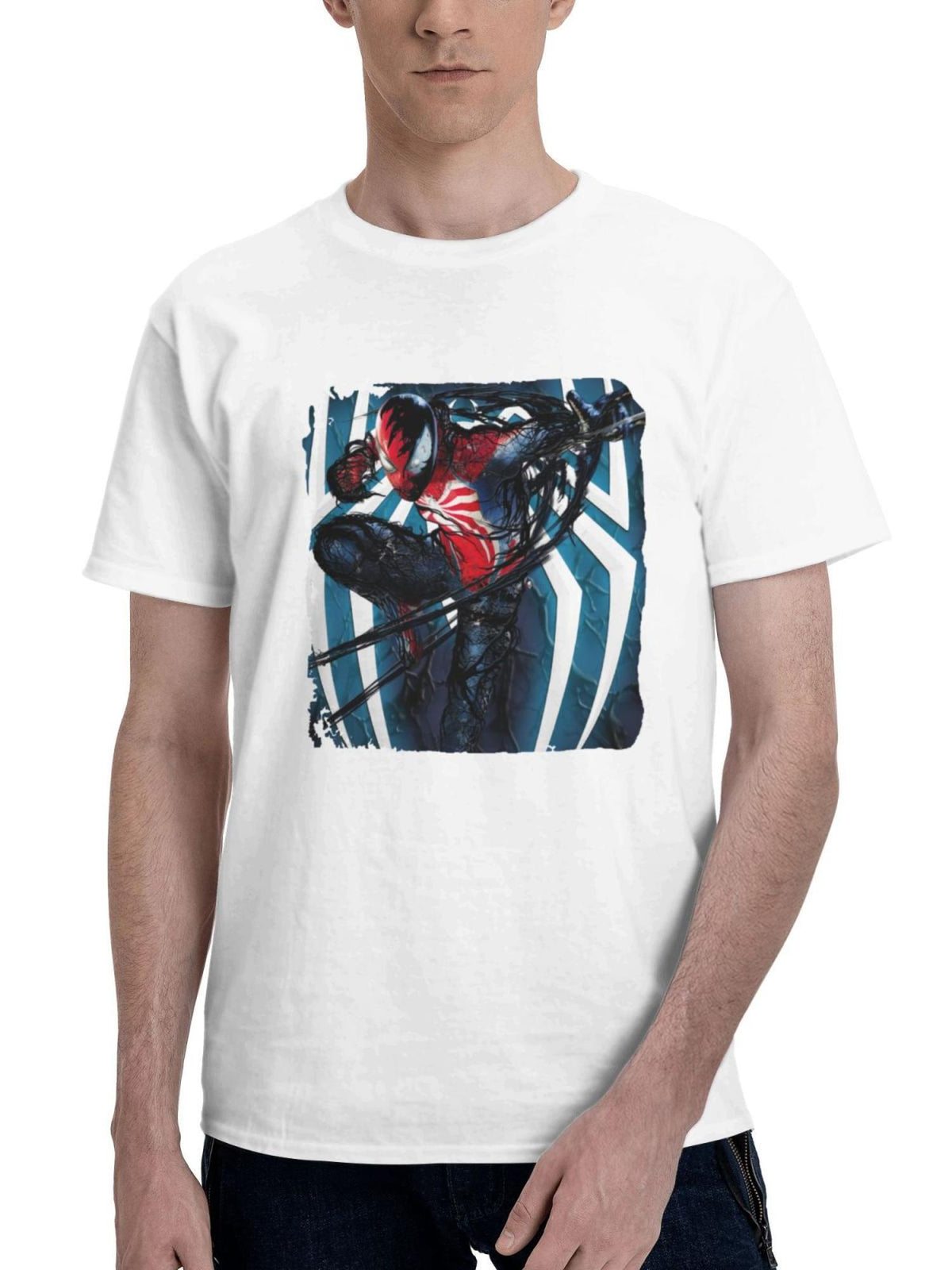 2023 Spiderman 2 180G 100% Cotton Printed Round Neck Short-Sleeve T-Shirt, Gifts for Men Dad Husband Grandpa, S-XXXL, White