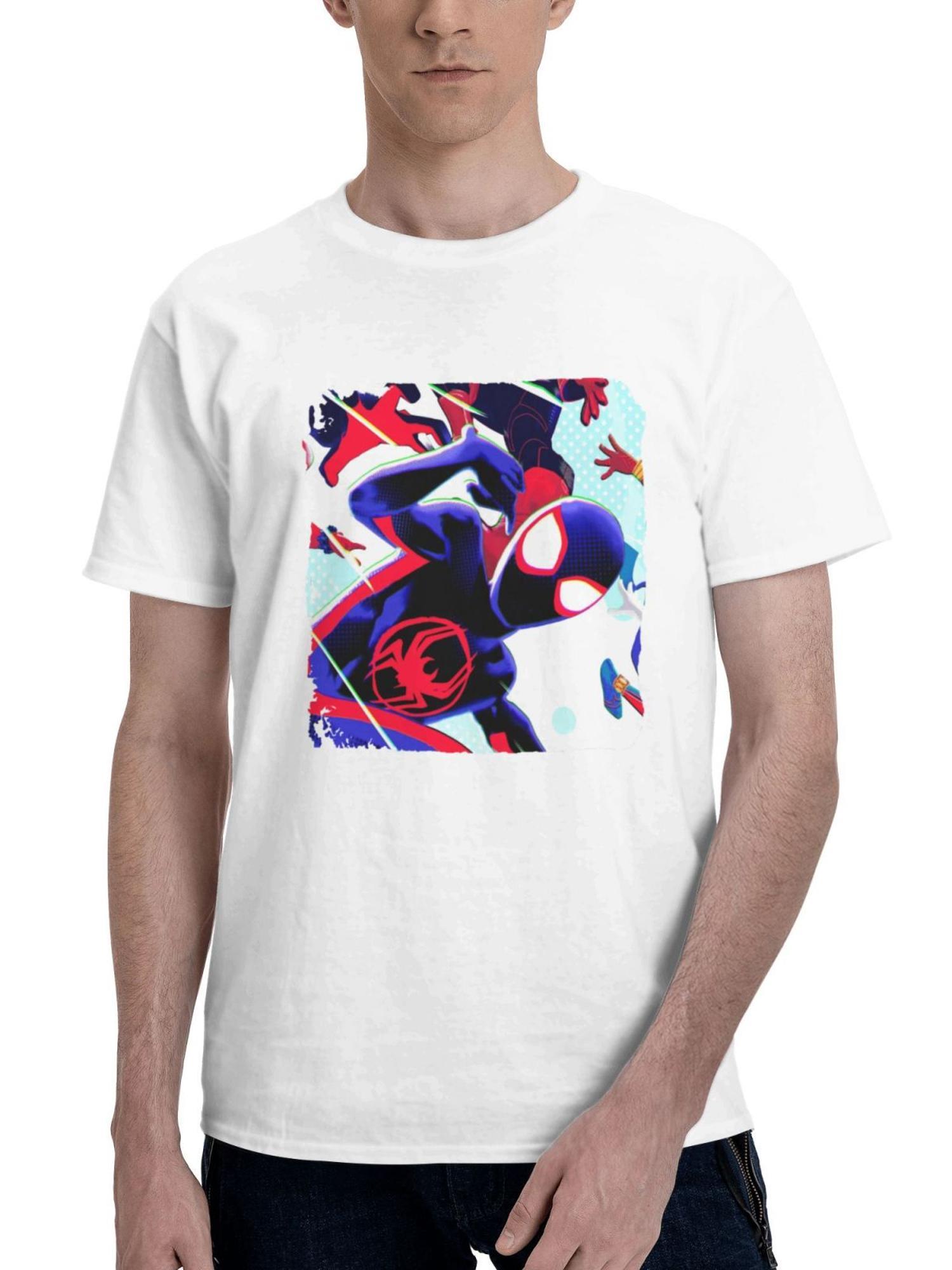 2023 Spiderman Across The Spiderverse 6l 180G 100% Cotton Printed Round Neck Short-Sleeve T-Shirt, Gifts for Men Dad Husband Grandpa, S-XXXL, White